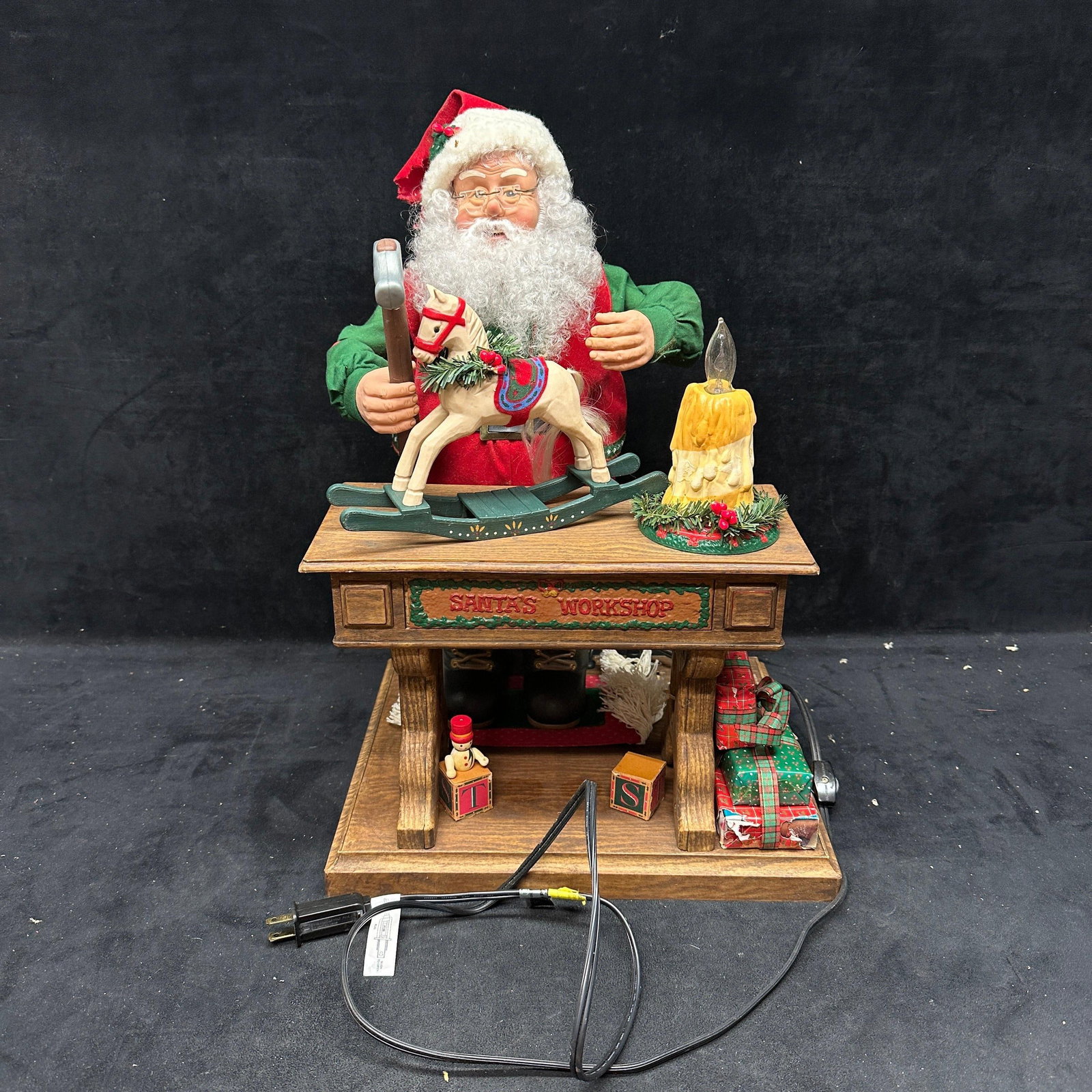 Animated Santa Workshop Christmas Display Figure with Lighted Candle (1 of 6)