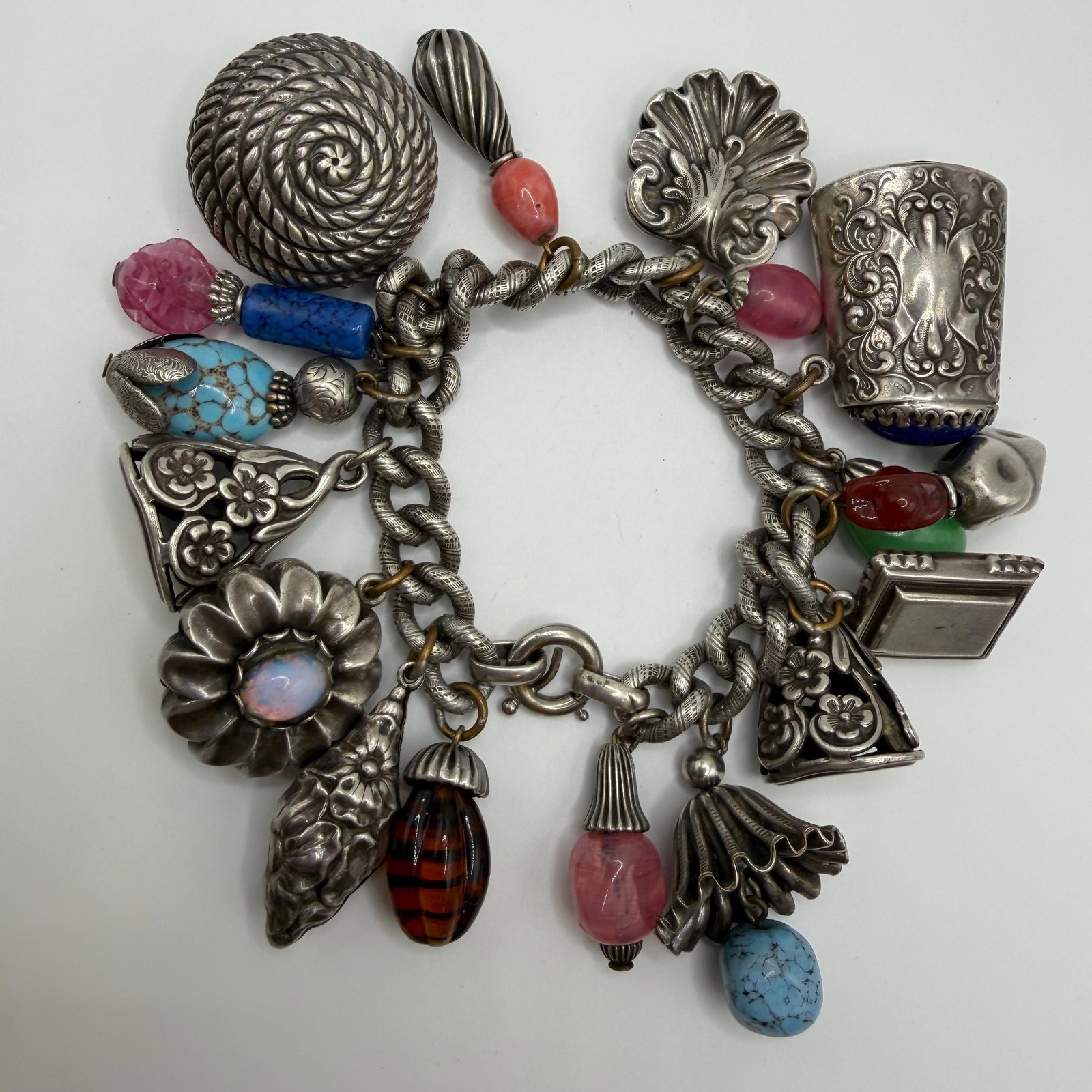 Napier Asian-Inspired Silver Toned Charm Bracelet with Mixed Charms Chinese Lantern ER28 (1 of 6)