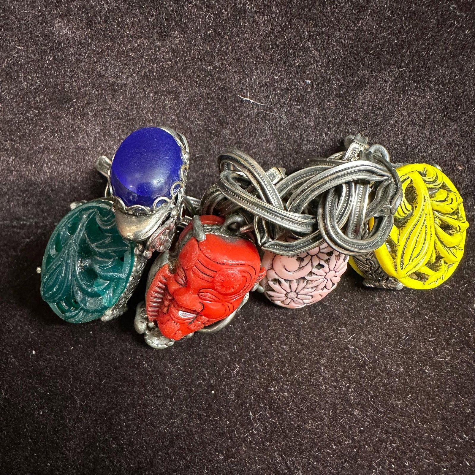 Unsigned Selro Selini Style Chunky Mulit Charm Heavy Twisted Bracelet