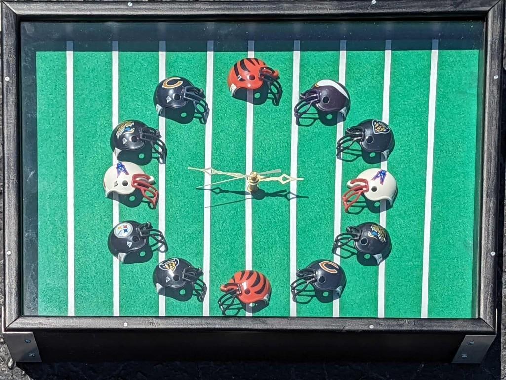 NFL Football Helmet Shadow Box Clock