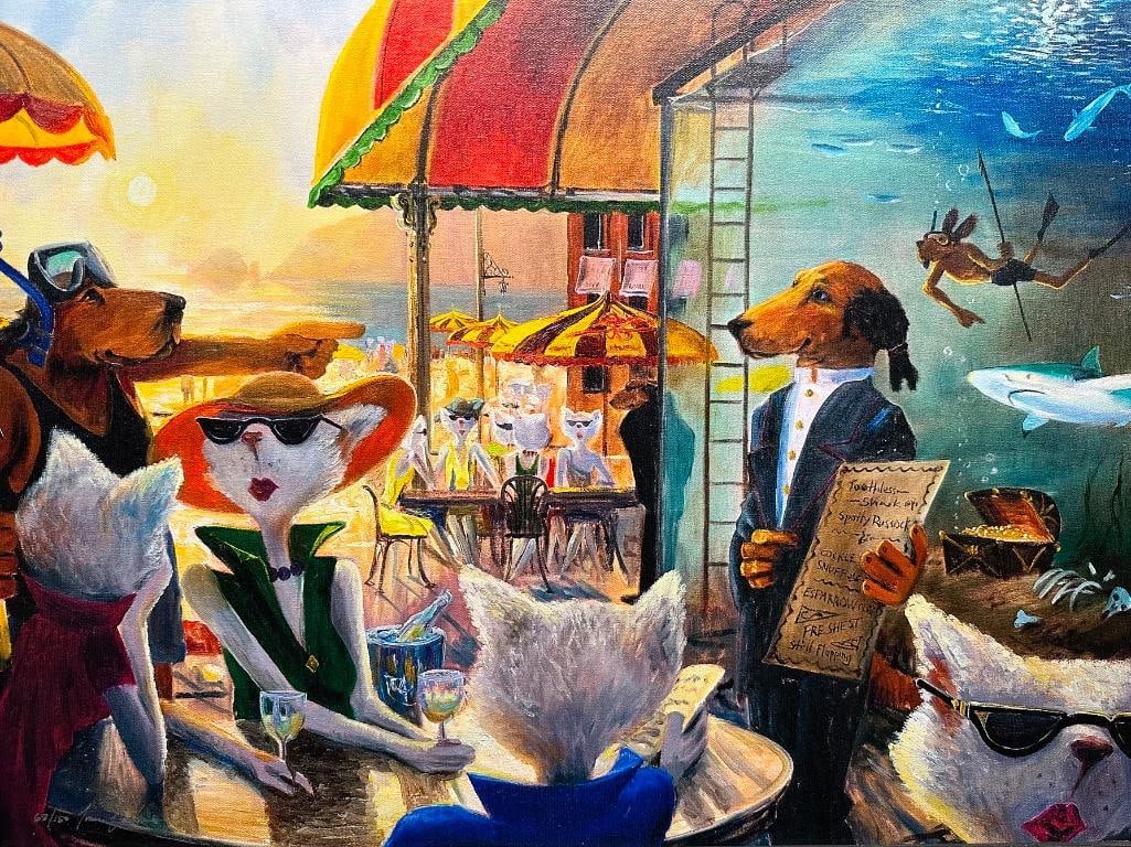 S&N Ivan Clarke "Fish Choice" Framed Giclée: S&N Ivan Clarke "Fish Choice" Framed Giclée Signed and numbered giclee on canvas print of Fish Choice by Ivan Clarke. Comes in framed with the COA. This piece comes from Cla