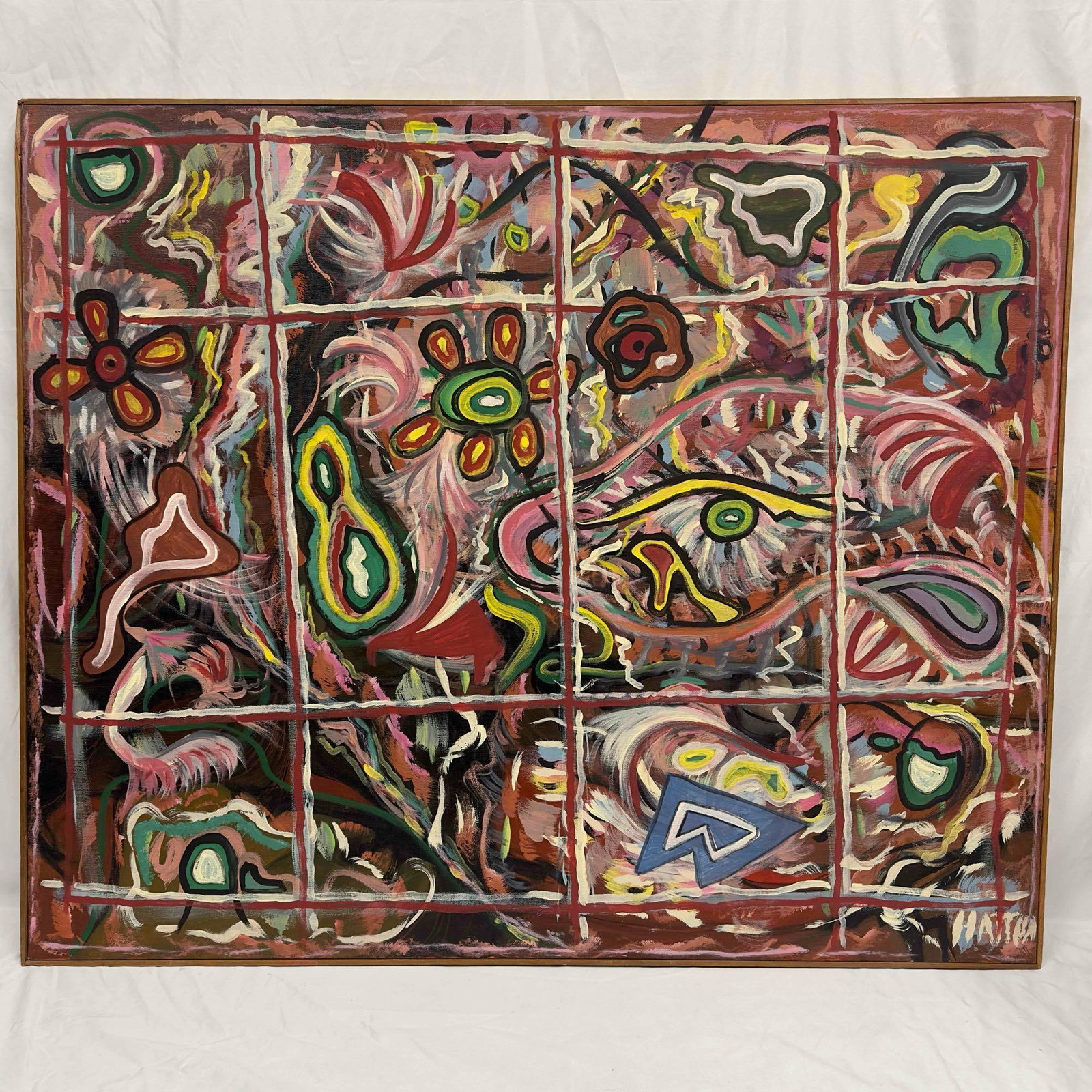 Abstract Original Oil On Canvas Art by Hatton Seminole Junior College: Seminole Junior College Abstract Original Oil On Canvas Art by Hatton. This large abstract original oil on canvas art features beautiful brush strokes with eye catching reds, greens, white, yellow and