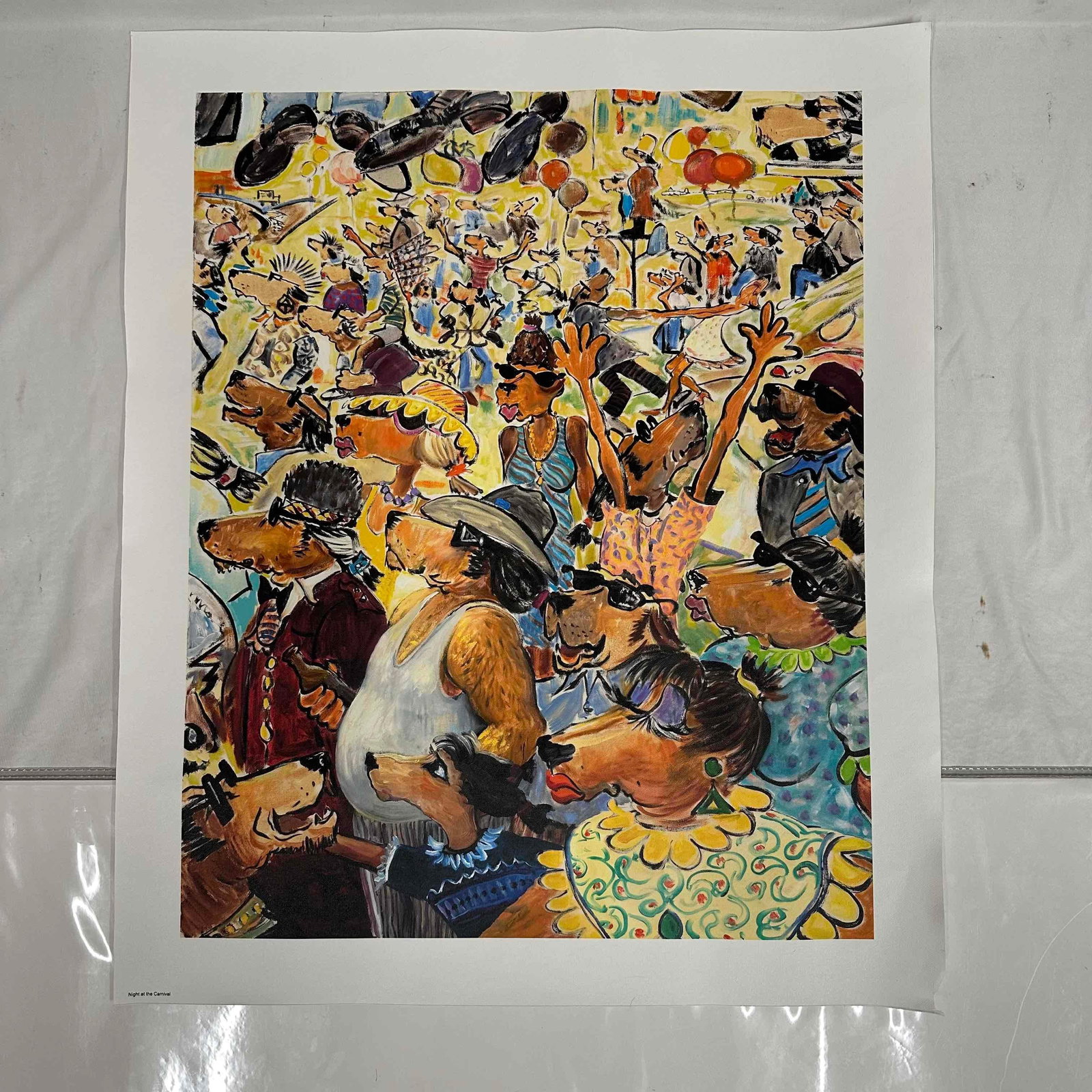 Night at the Carnival Ivan Clarke Lonely Dog Series Medium Giclee on Canvas Portrait D: Night at the Carnival Ivan Clarke Lonely Dog Series Medium Giclee on Canvas Portrait D. Giclee on canvas print titled Night at the Carnival by Ivan Clarke. This medium (20 3/4" x 26") art piec
