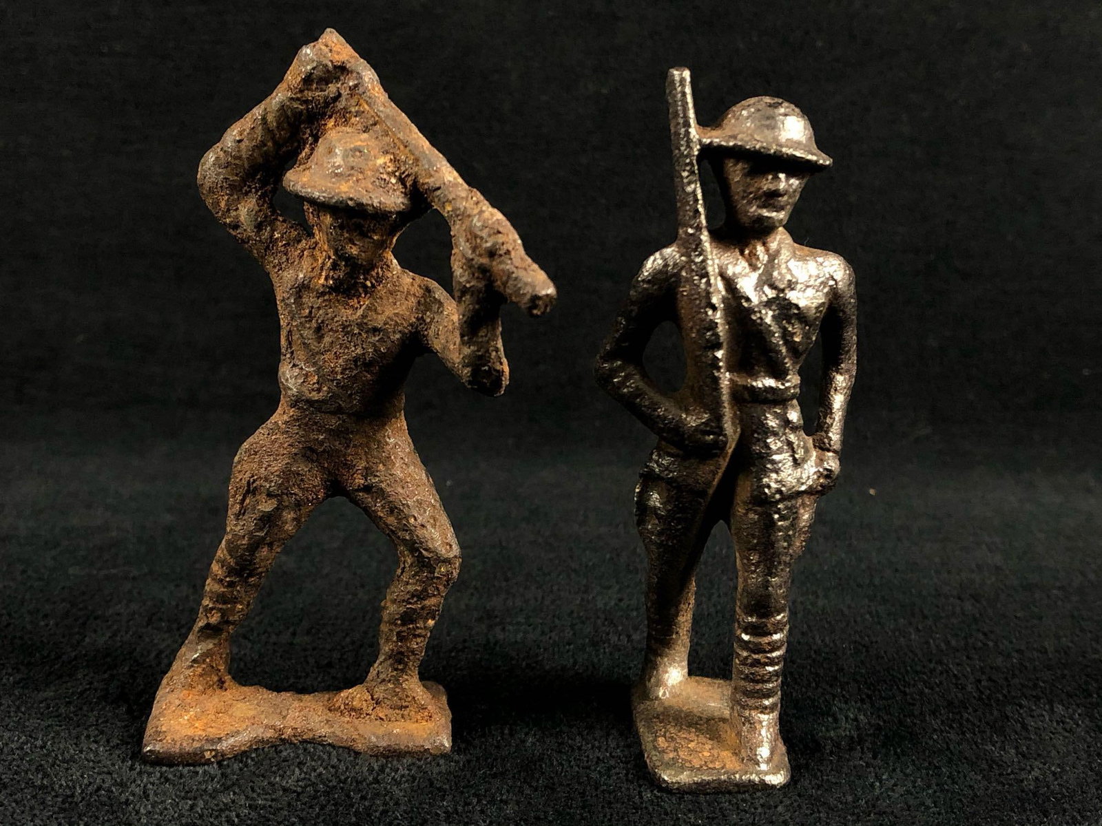 Very Cool Antique Cast Iron Unpainted WWII 3" Soldiers: Very Cool Antique Cast Iron Unpainted WWII 3" Soldiers . Lots of pitting and rust on these amazing figures. A great addition for any collector. Please look at all our pictures they are part of ou