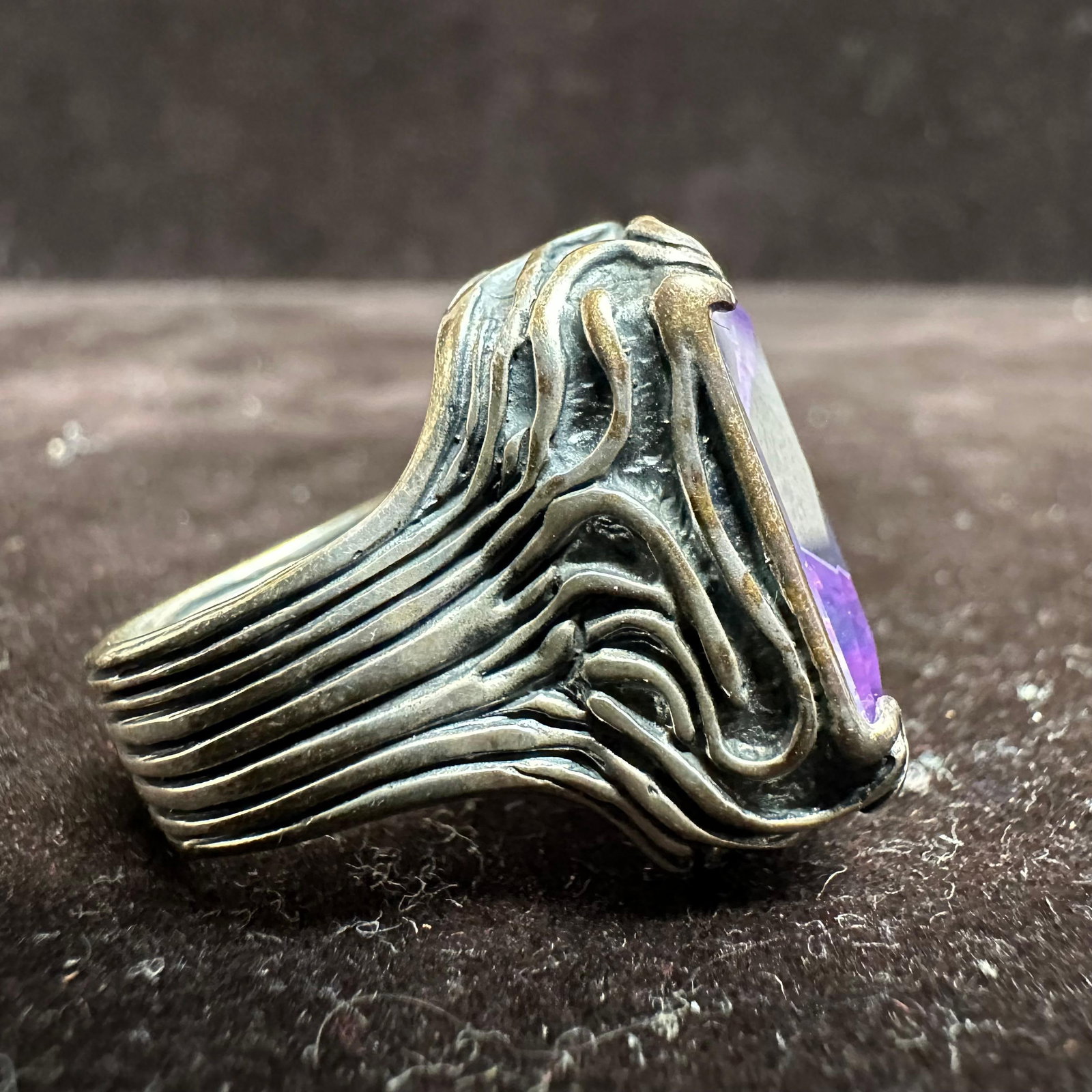 Silpada Lavender Fields Sterling Silver Large Amethyst Statement Ring - 7