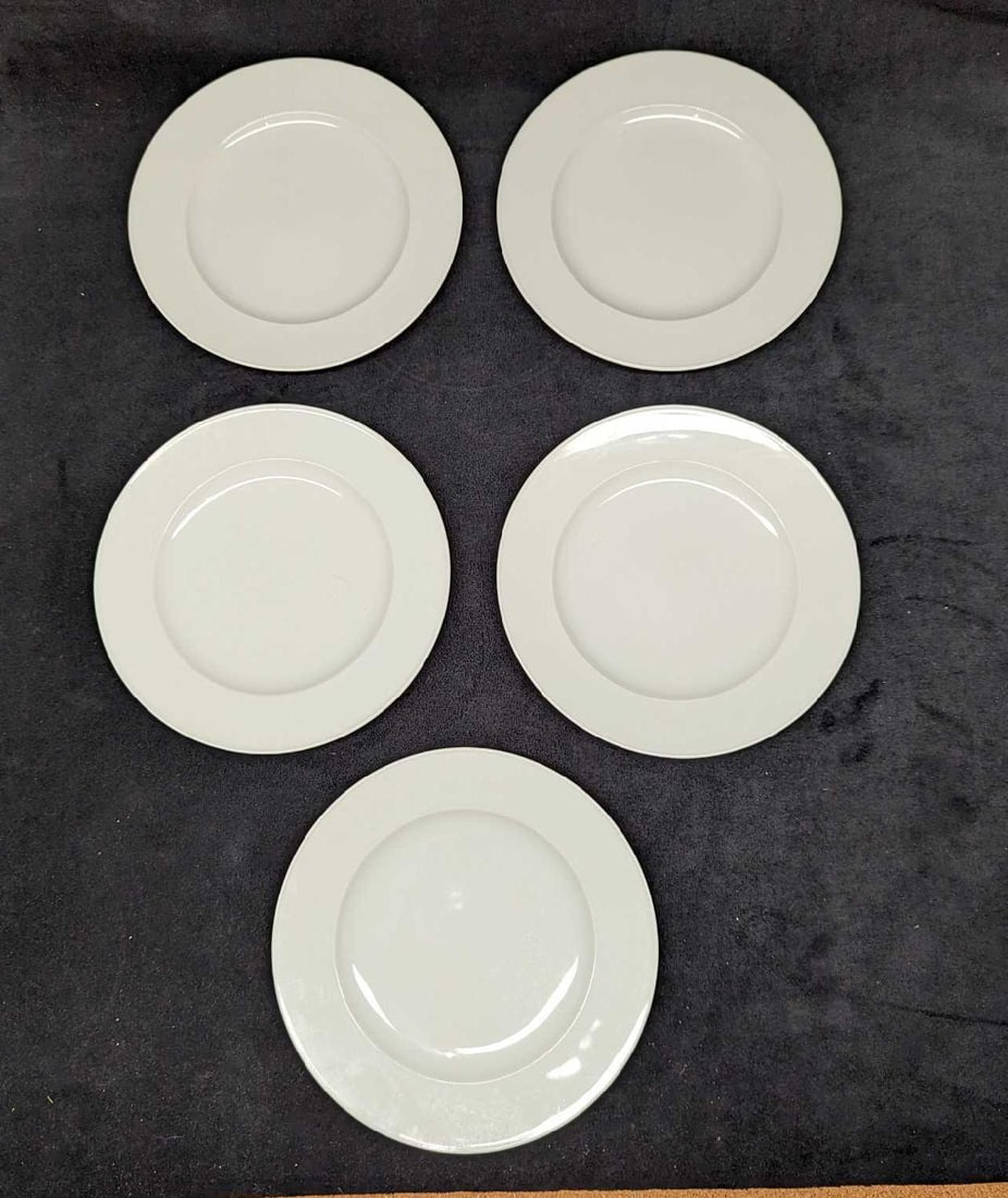 5 Retired Rosenthal China Salad Plates: 5 Retired Rosenthal China Salad Plates. This is part of the now retired, "Composition White" series. Made in Germany. This is approx 7 3/4" x 5/8" x 7 3/4" and the total weight is 2.53bs. The plates