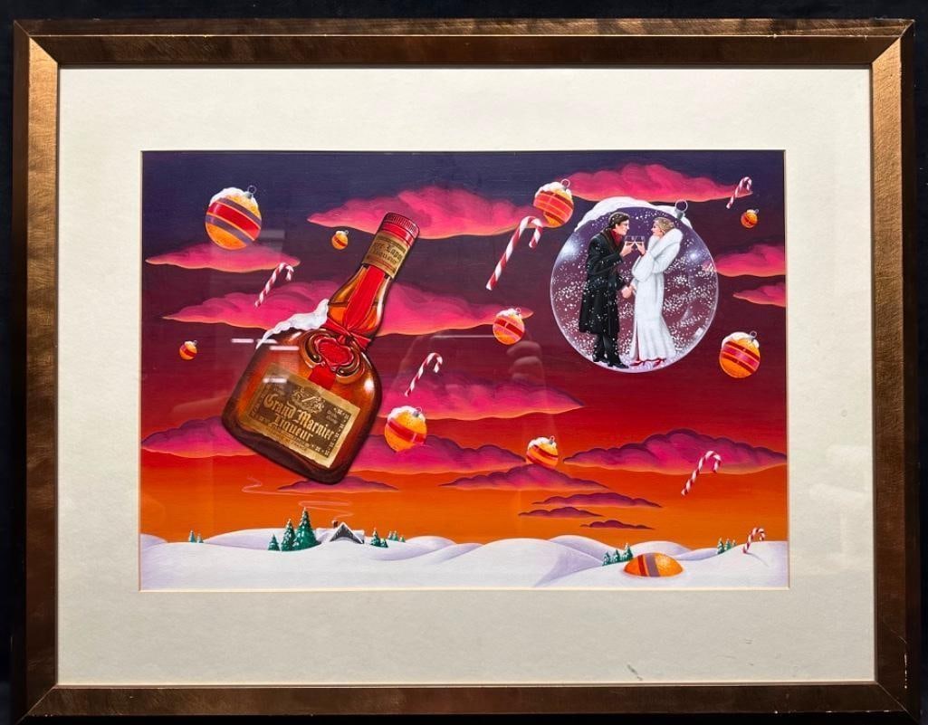 Grand Marnier "May Your Winter Be a Wonderland" 1983 Original by Isadore Seltzer: Grand Marnier "May Your Winter Be a Wonderland" 1983 Original by Isadore Seltzer Original gouache on paper painting by Isadore Seltzer for the Grand Marnier ad "May Your Winter Be A Wonder
