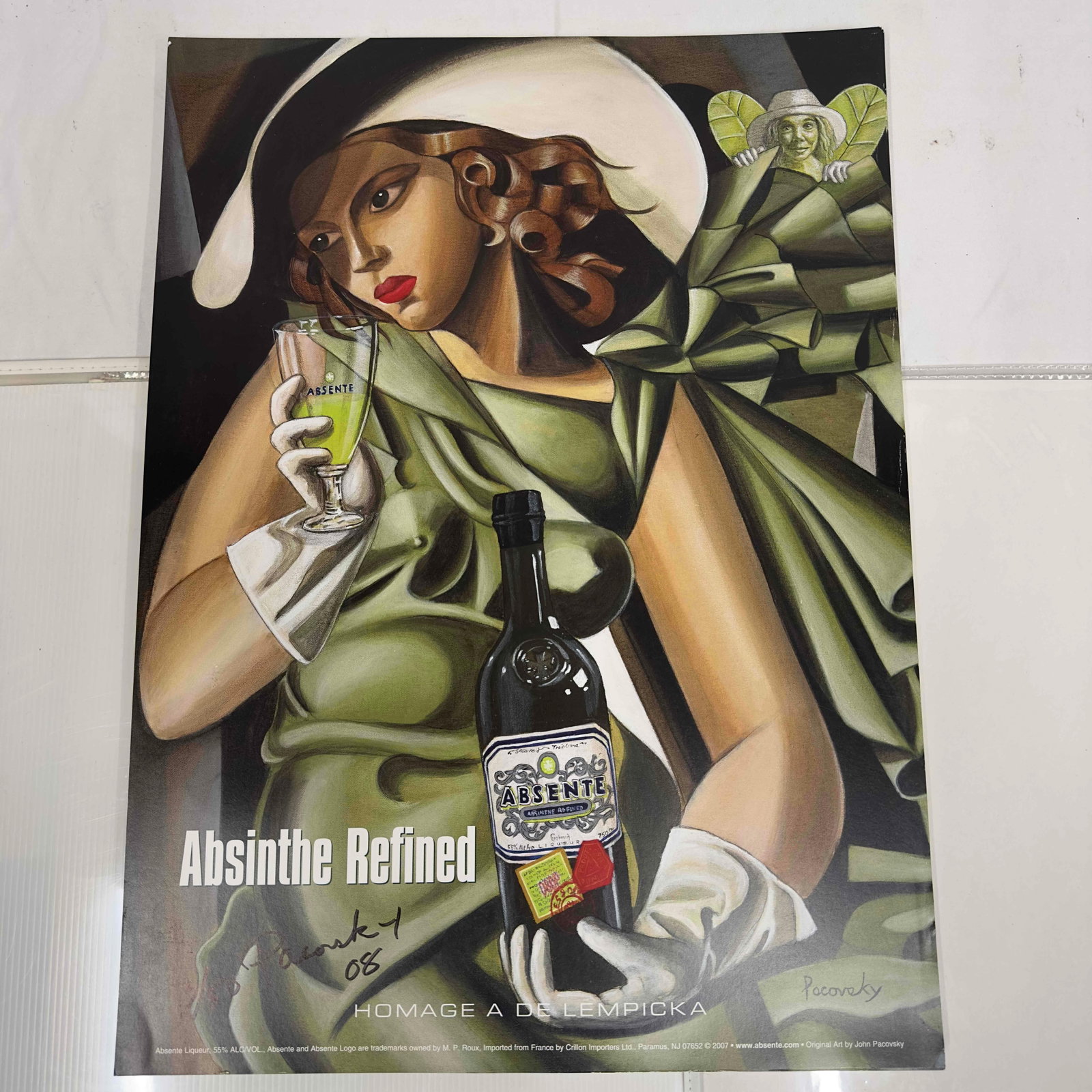 Absinthe Refined Ad Poster Homage A De Lempicka​​​​​​​ by: Absinthe Refined Ad Poster Homage A De Lempicka by John Pacovsky Hand Signed and Numbered 47. This set includes forty seven (47) hand signed and numbered posters by John Pacovsky. Limited Edition 50,
