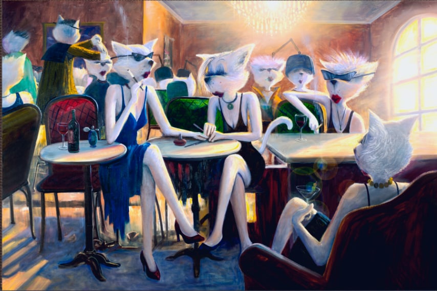 S&N Ivan Clarke "The Salon" Small Giclée: S&N Ivan Clarke "The Salon" Small Giclée Signed and numbered giclee on canvas print of The Salon by Ivan Clarke. Comes in the original tube with the COA. This small (24 x 18) piece co
