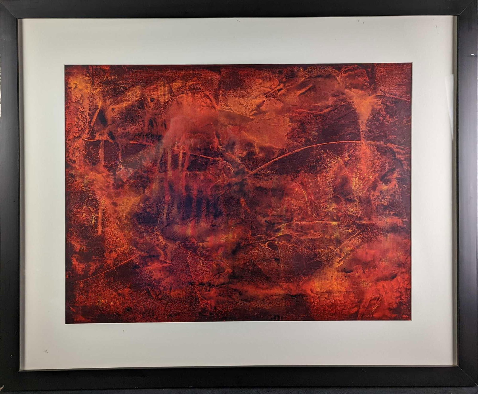 Original Framed Original Acrylic By Joan Willhide: This is "Forest Fire" by Mount Dora artist, Joan Willhide. This original was given the "Award Of Merit" at the 2007 "Mount Dora Art League" Spring Show. The framed original is approx 39 3/4" x 1 1/4" 