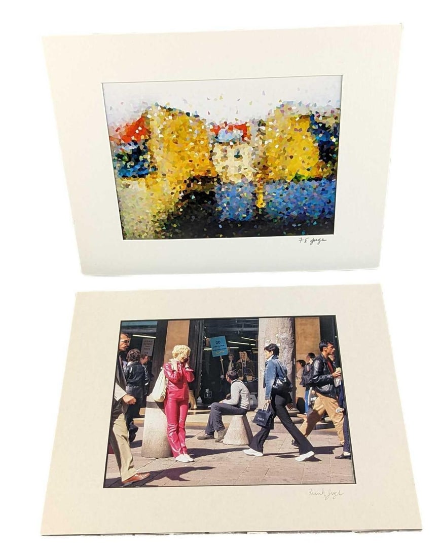 2 Matted Frank Juge Photos Colors & Store Front: This lot includes: ​​​​​(1) "Store Front". This is approx 14" x 7 1/2". The photo is approx 9 1/2" x 6 1/4". There are some creases on the edge