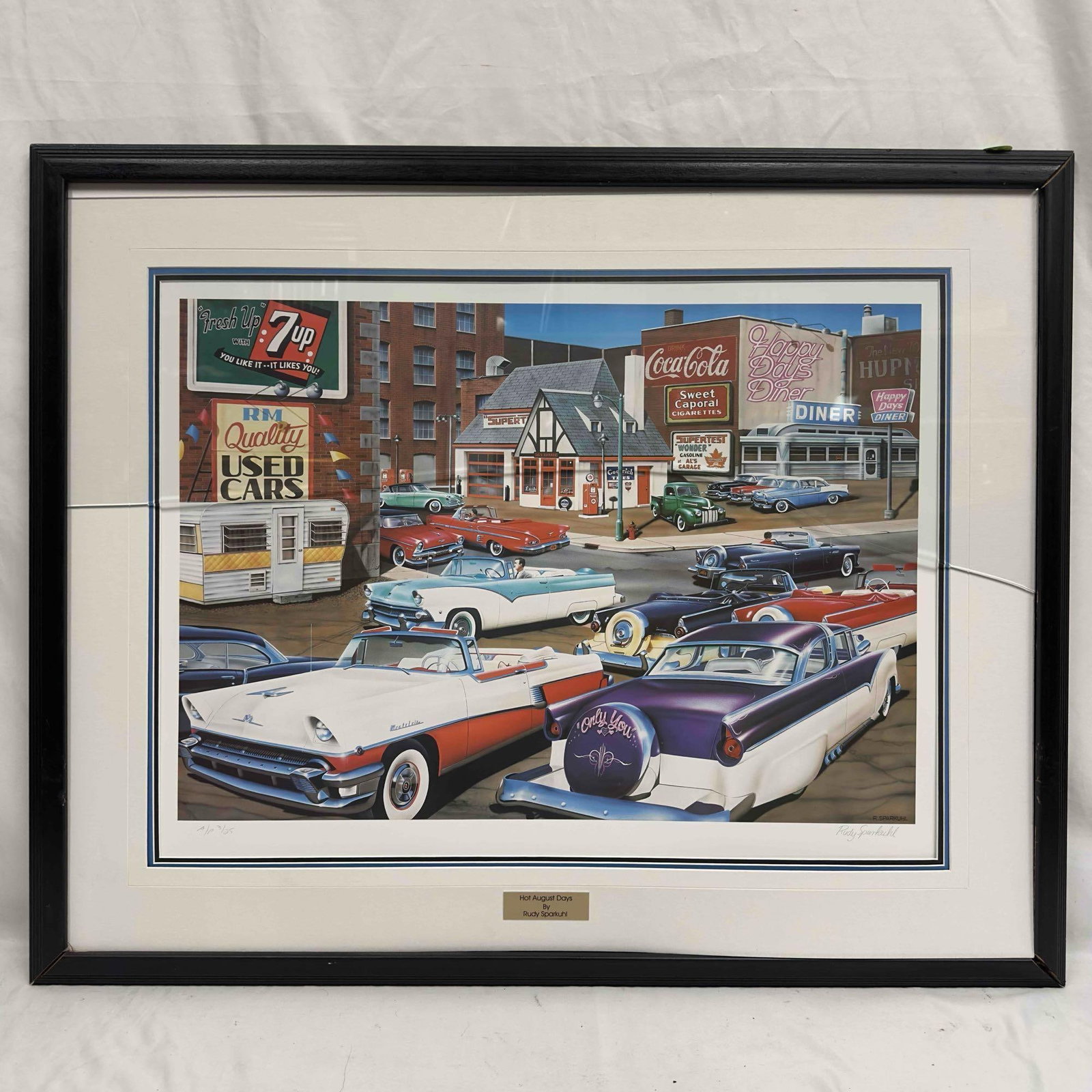 Hot August Days Framed Art Print Artist Proof by Rudy Sparkuhl Broken R119: Rudy Sparkuhl "Hot August Days" Limited Edition Signed Print #3/25 Framed. This is a limited edition Artist Proof signed print by Rudy Sparkuhl titled "Hot August Days". Glass is