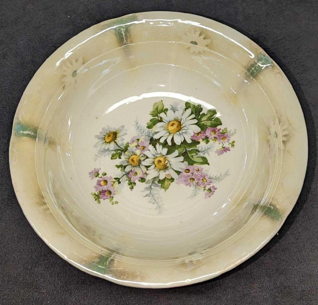 Vintage Dresden China Floral Bowl: Vintage Dresden China Floral Bowl. This is approximately 9 3/8" x 9 3/8" x 2 3/4" and it weighs 1.40lb. The bowl has some scratches and markings. Please see the images as they are part of the descript