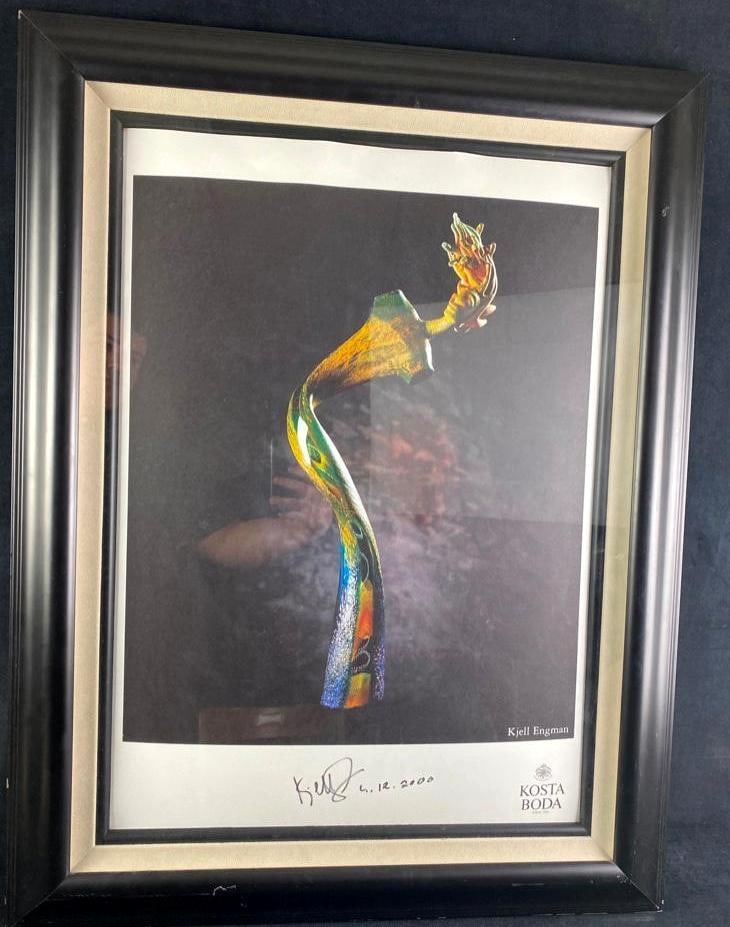 Kosta Boda Art Glass Kjell Engman Signed Print: Kosta Boda Art Glass Kjell Engman Signed Print Signed lithograph of an image of one of Kjell Engman's glass sculptures of women for Kosta Boda, the famed Swedish glass company known for 