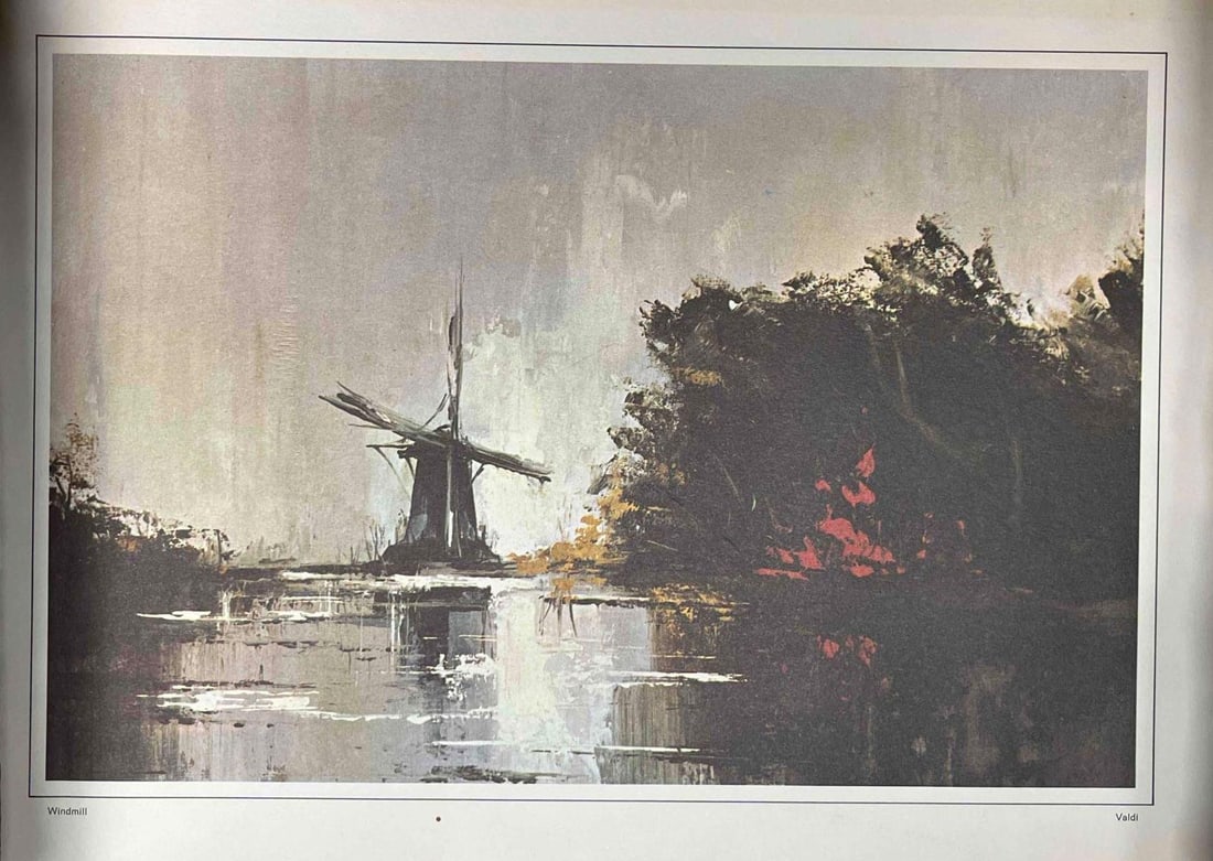 Windmill Print By Valdi: This lot contains a "Windmill" Print By Valdi. It is approx 10 1/2" x 14 3/4". Total weight is approx 0.4oz. Overall the print is in good used condition with some minor marks along