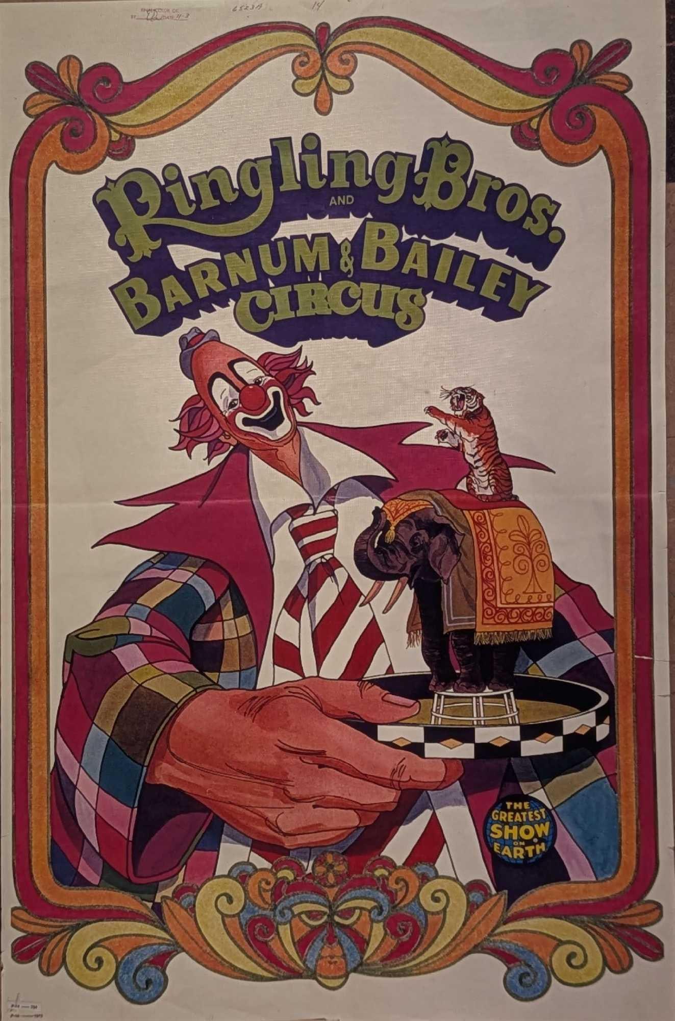 4 X 5 Ringling Bros Barnum & Bailey Large Clown Kodak Transparency B: 4 X 5 Ringling Bros Barnum & Bailey Large Clown Kodak Transparency B. Here is a 4" x 5" Kodak Transparency of a vintage "Barnum & Bailey - The Greatest Show On Earth" with an image of a large clown.