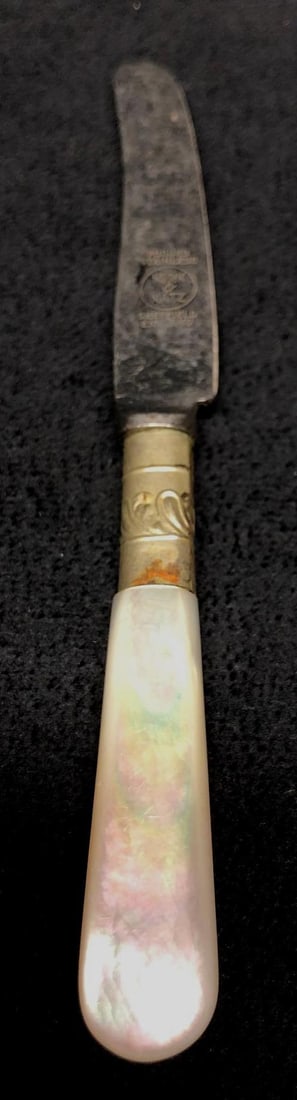 Vintage Kirk and Matz Sheffield England Mother of Pearl Handled Knife Forged Stainless: Vintage Kirk & Matz - Sheffield, England - Mother of Pearl Handled Knife - Forged Stainless. The item measures approximately 4-3/4" x 1/2" x 1/4" and weighs about 0.1lbs. Overall the Kirk & Matz