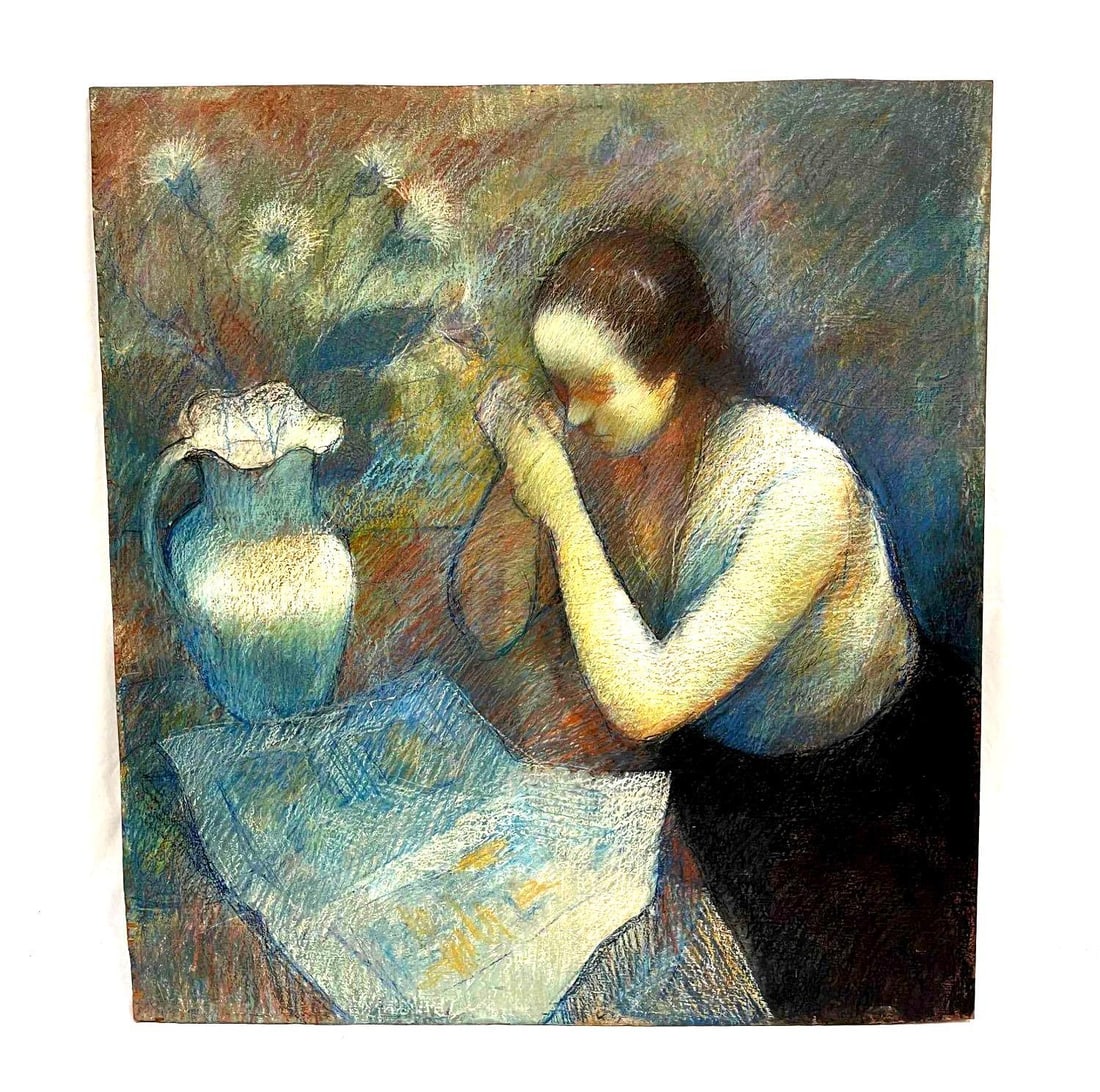 Large Original Oil Pastel Drawing On Wood Board By Steve Bagnell: This lot contains a Large Original Oil Pastel Drawing On Wood Board By Steve Bagnell. Signature is on the back of the wood board. It is approx 41 3/4" x 38 1/4" and it weighs about 19lbs. Ov