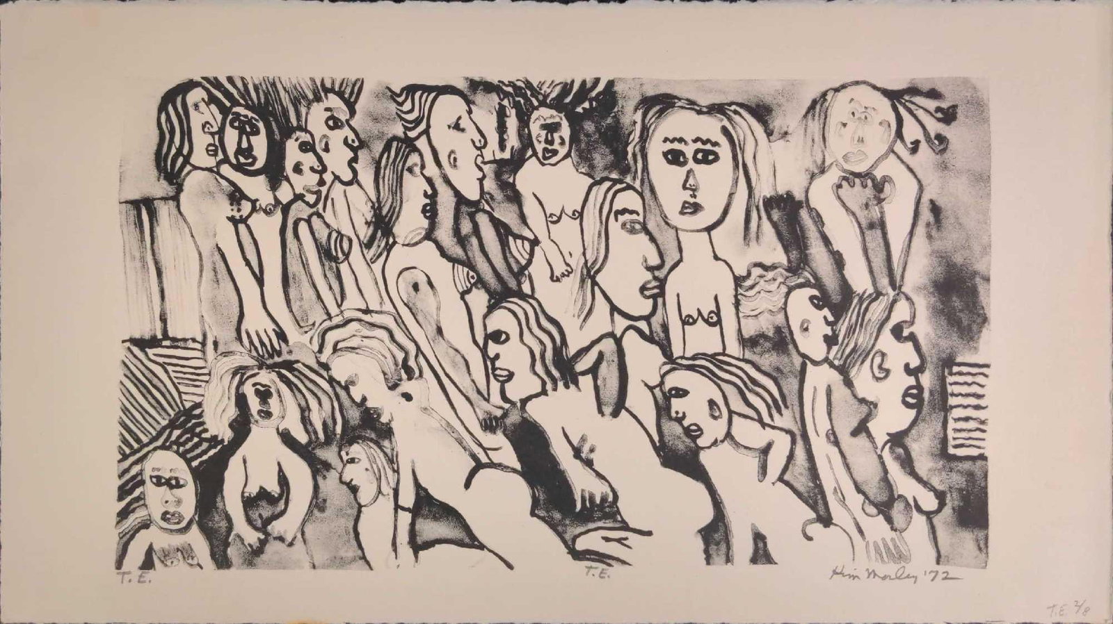 Kim Mosley (20th Century) Signed Woodblock Print: Kim Mosley (20th Century) Signed Woodblock Print Signed=Yes, In Pencil Size=18" x 10". Date=1972. Number=#2/#8. Please see all images as they are part of the description. Bio: