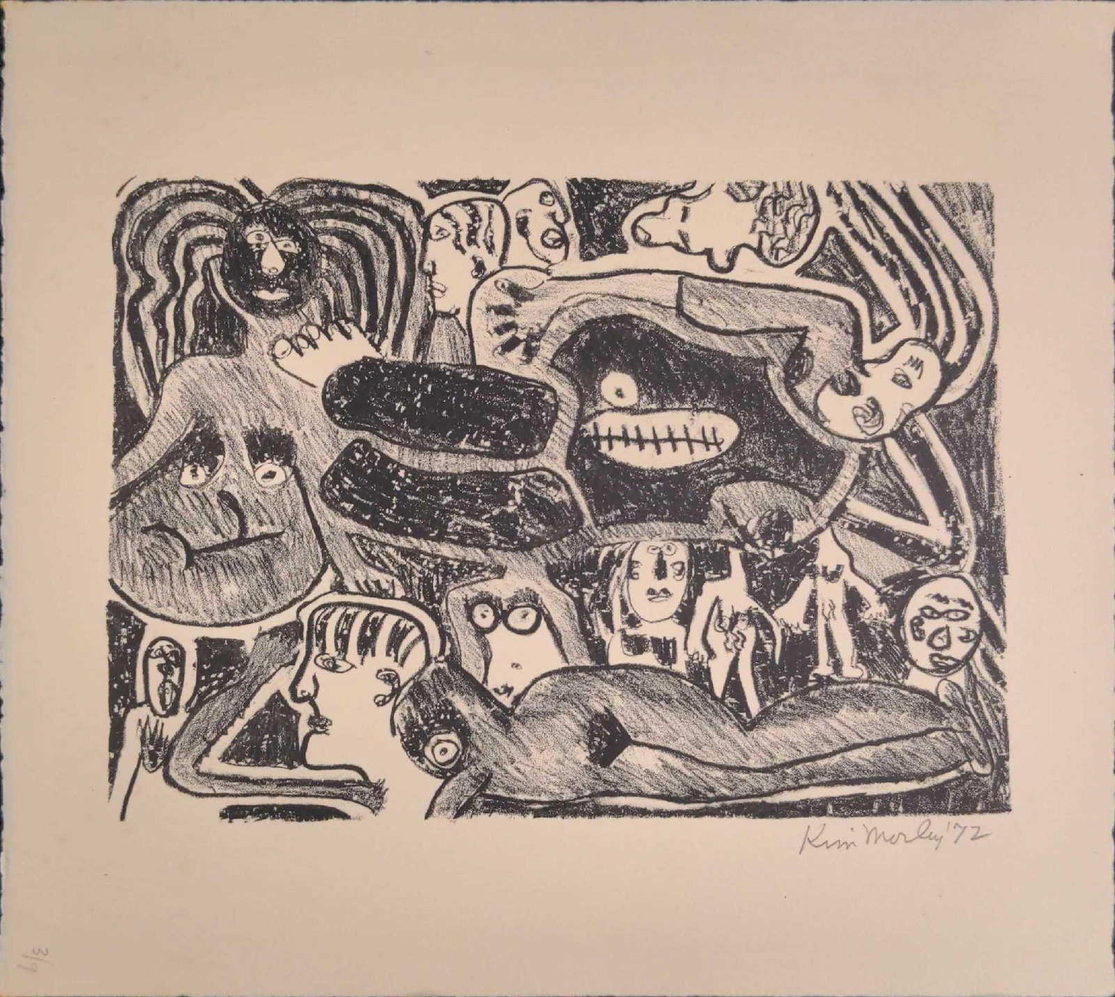 Kim Mosley (20th Century) Signed Woodblock Print: Kim Mosley (20th Century) Signed Woodblock Print Signed=Yes, In Pencil Size=11" x 10". Date=1972. Number=#3/#9. Please see all images as they are part of the description. Bio: