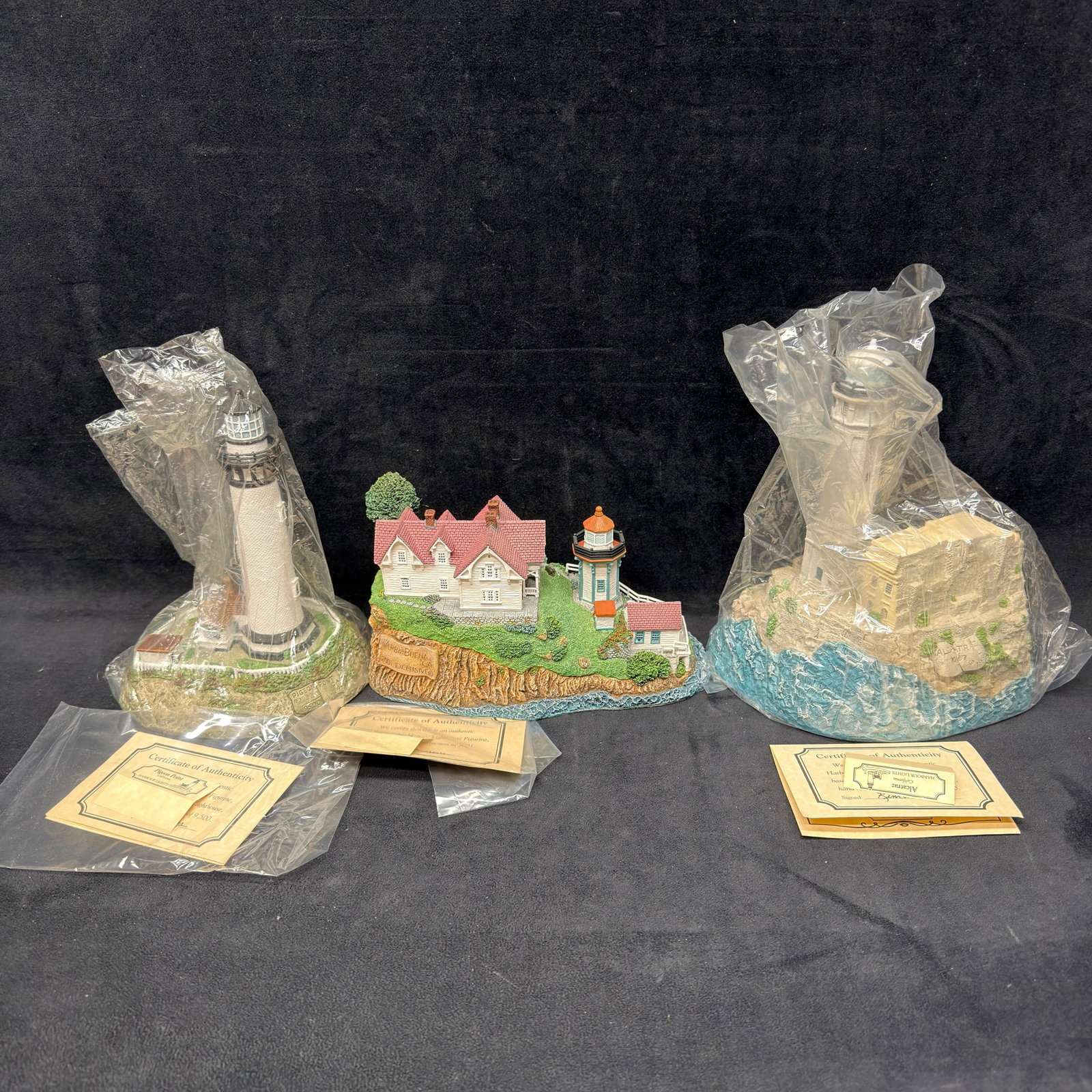 3 Harbour Lights California Lighthouse Figurines Yerba Buena Island Alcatraz Pigeon Point (1 of 7)