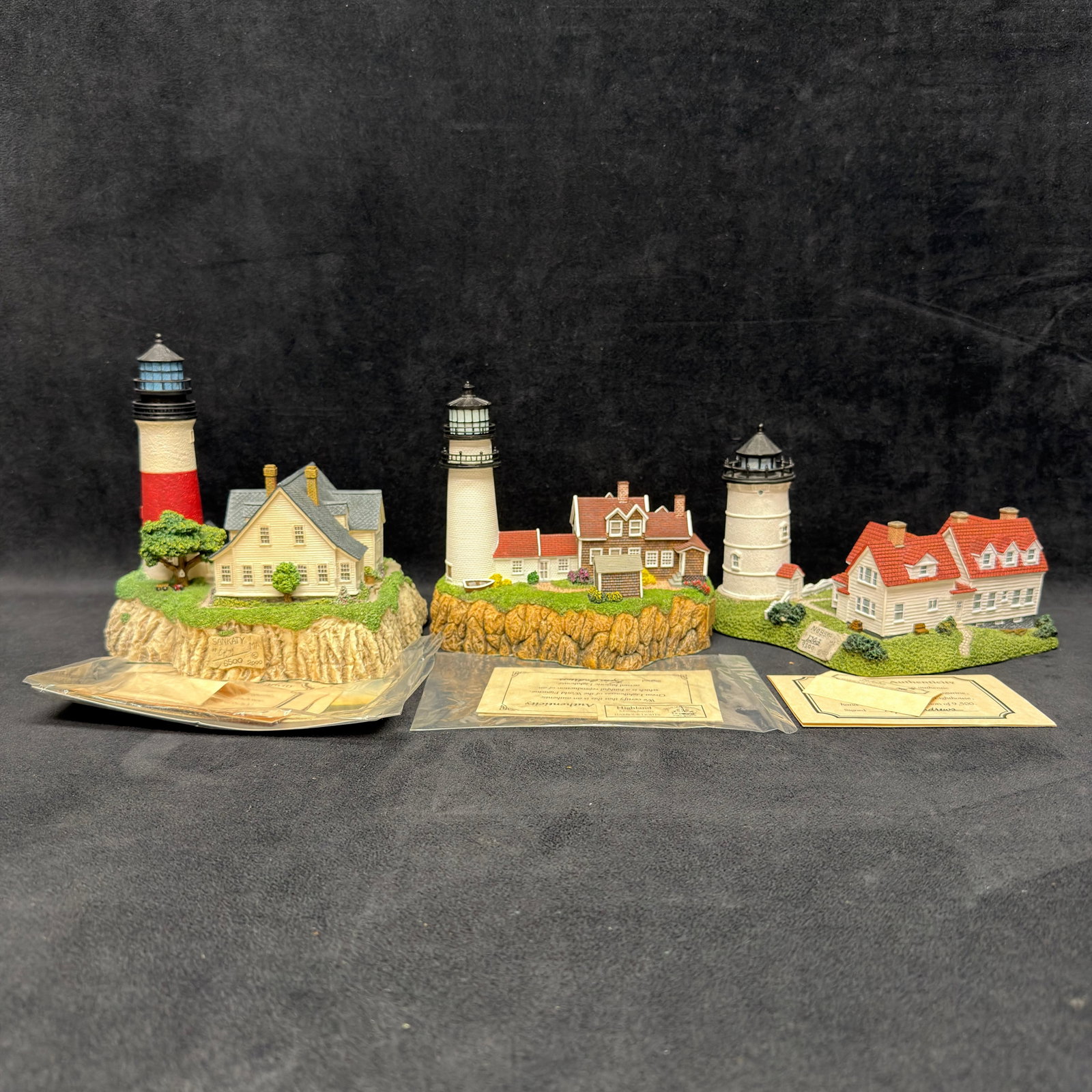 Sankaty Head Highland and Nobska Harbour Lights Massachusetts Lighthouse Three Figurines (1 of 4)
