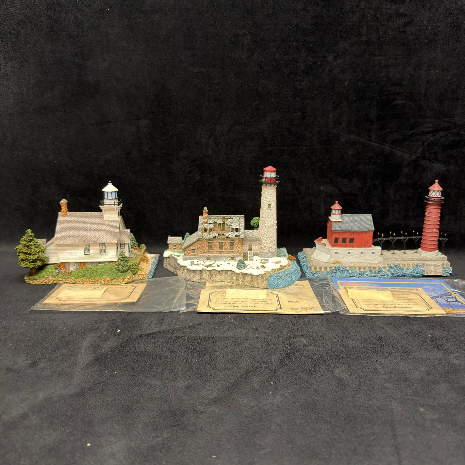 3 Harbour Lights Lighthouse Landmark Figurines Michigan Saint Helena Old Mission Point (1 of 5)