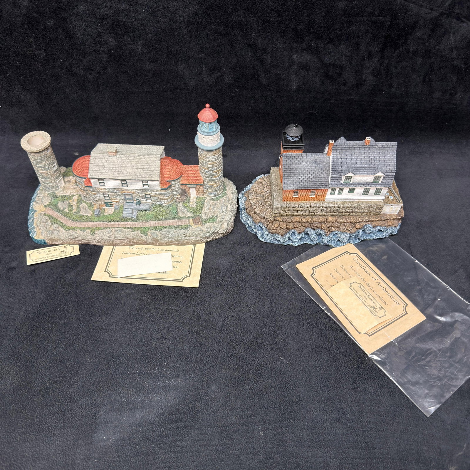 Set of Harbour Lights Maine Lighthouse Figurines Matinicus Rock and Rockland Breakwater (1 of 8)