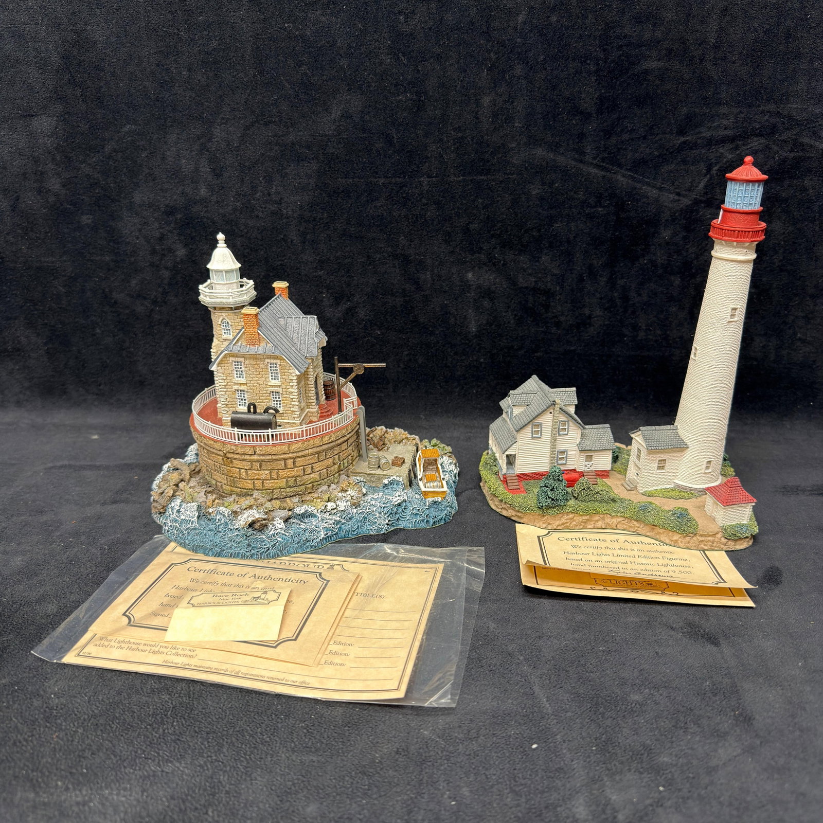 Harbour Lights Lighthouse Figurines Race Rock NY and Cape May NJ Pair (1 of 6)