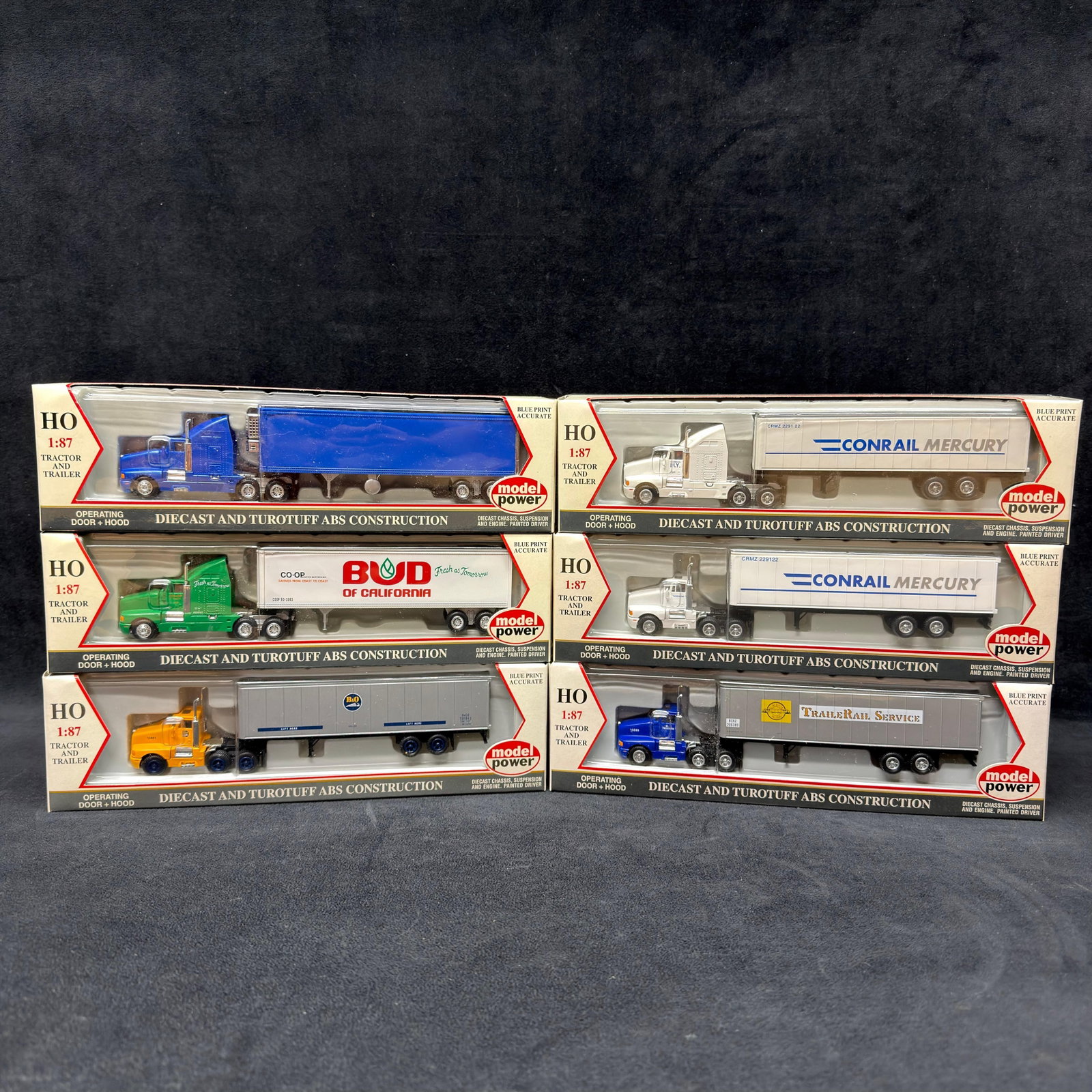 Lot of 6 Model Power HO 1:87 Diecast Tractor Trailers (1 of 4)