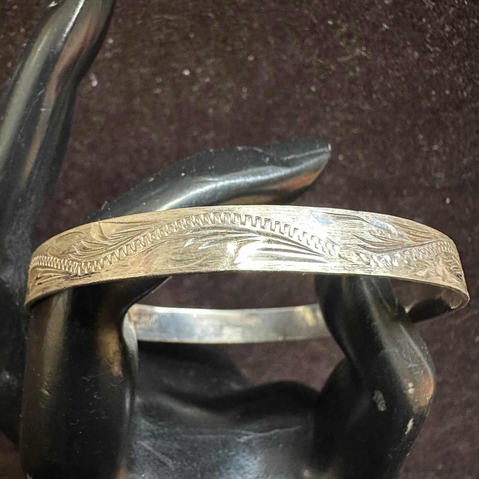 Engraved Geometric Scroll Motifs Sterling Silver Bracelet P15 (1 of 7)
