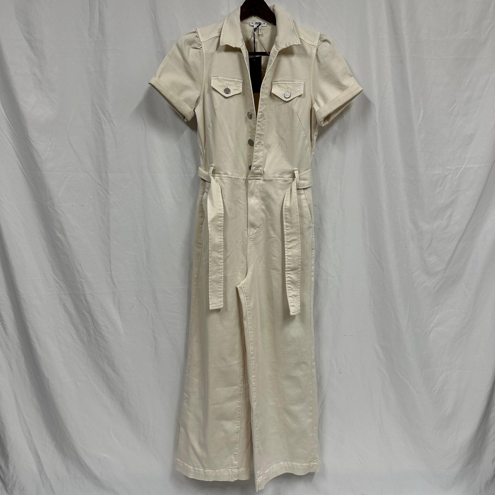 Paige Anessa Puff Sleeve Jumpsuit Size 4 Quartz Sand