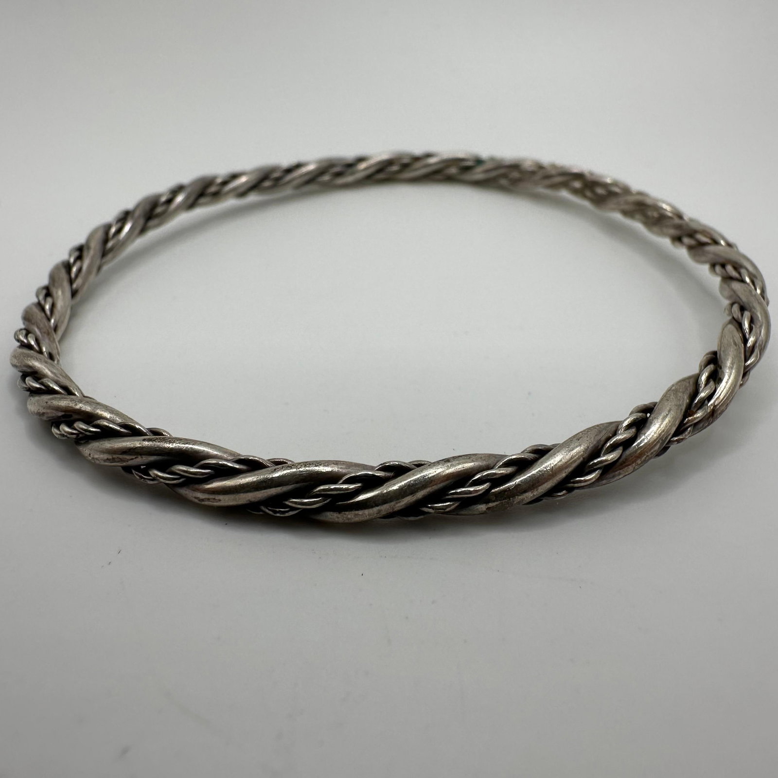 Silverwork Twisted Rope Design Silver Bangle Bracelet M44 - 6