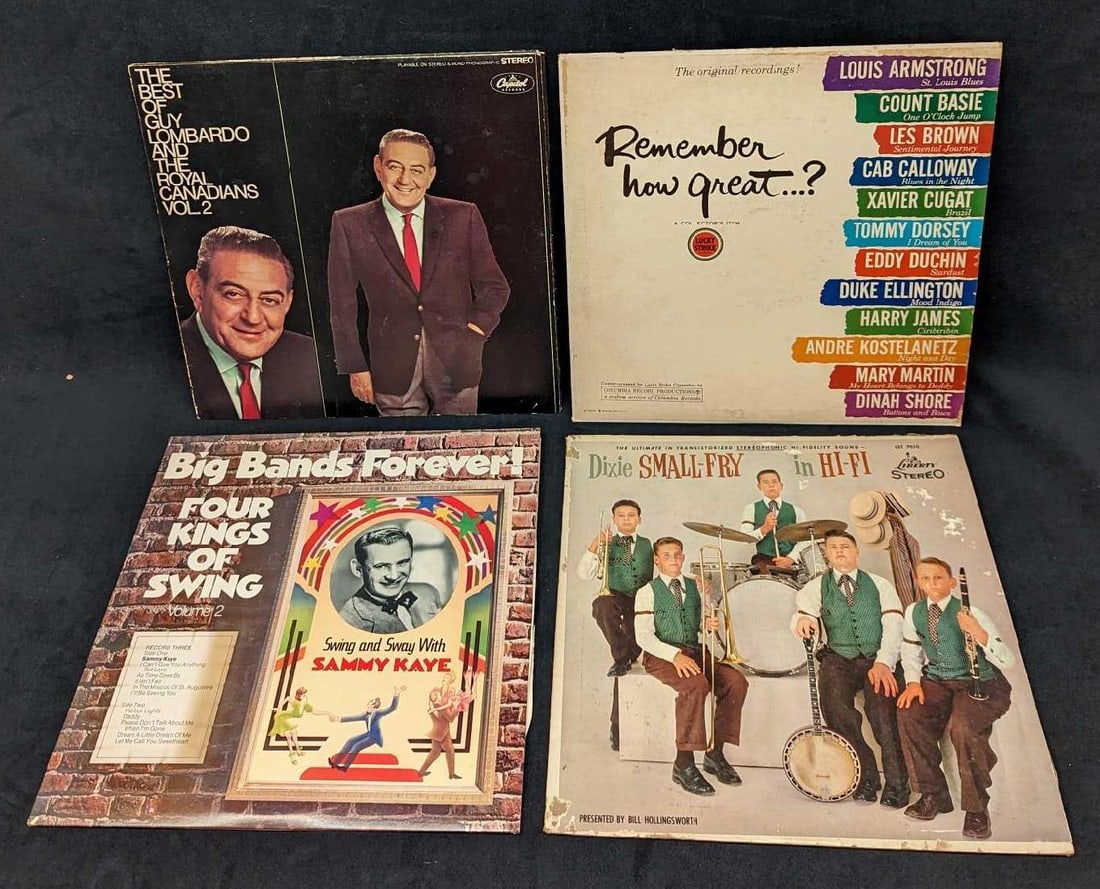 4 Vintage Dixieland Big Band Jazz LPs Guy Lombardo: 4 Vintage Dixieland Big Band Jazz LPs. This lot contains: (1) Various – Big Bands Forever! Four Kings Of Swing. Double LP. This was released by Vista Marketing in 1977. (1) The Dixie