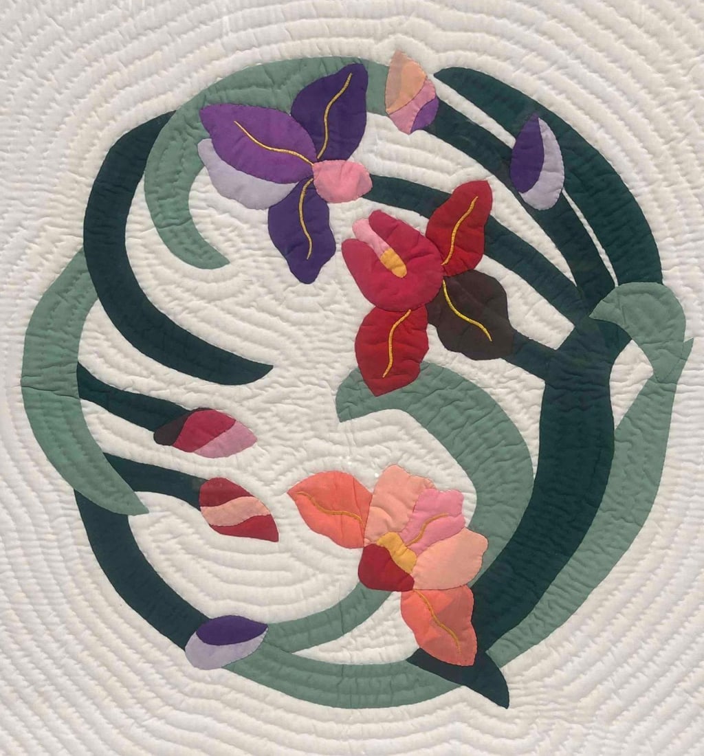 Large Framed Flower Quilt Square - 3