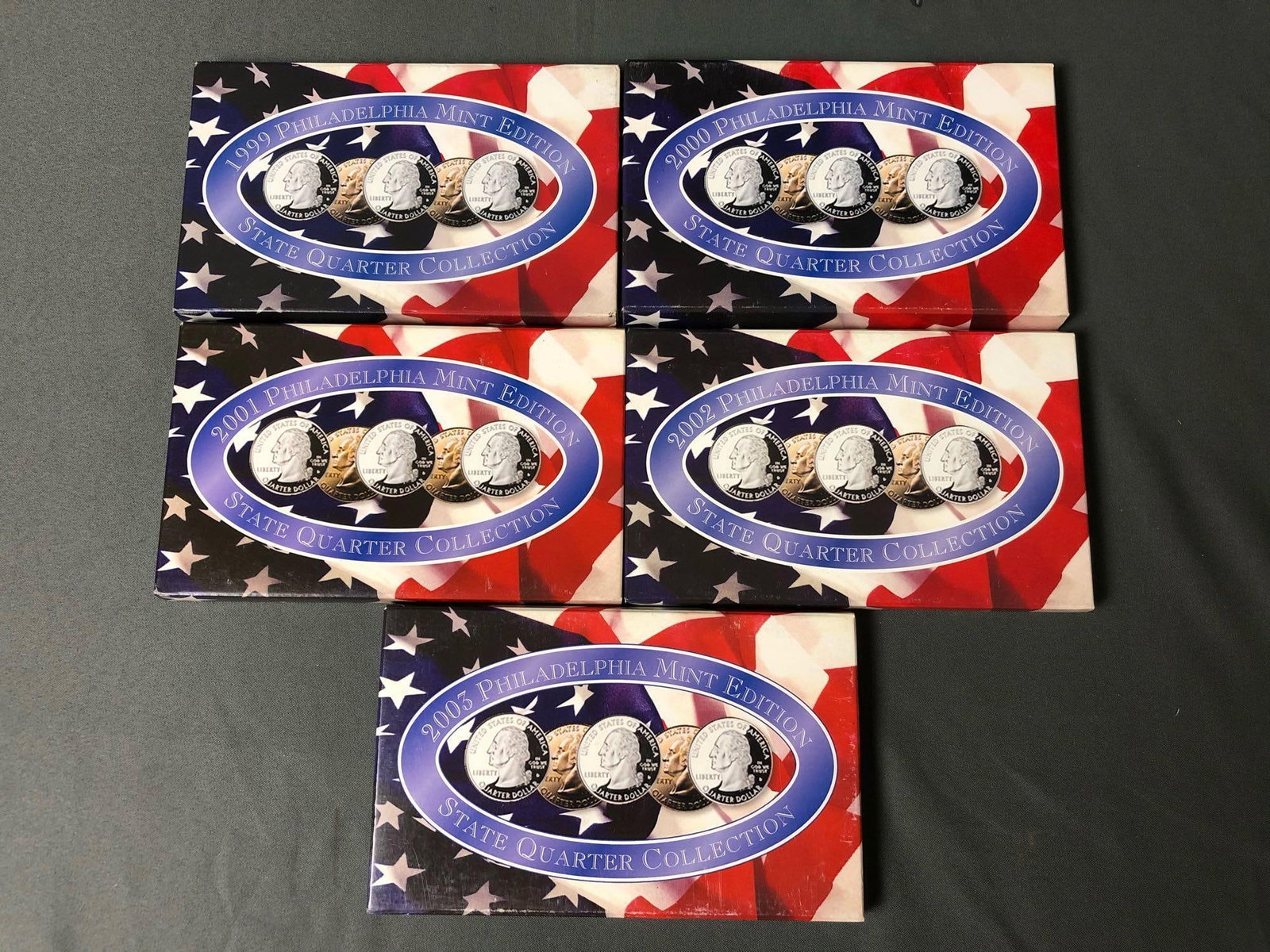 1999 to 2003 Philadelphia Edition Mint State Quarter Collection COA And Boxes (1 of 7)