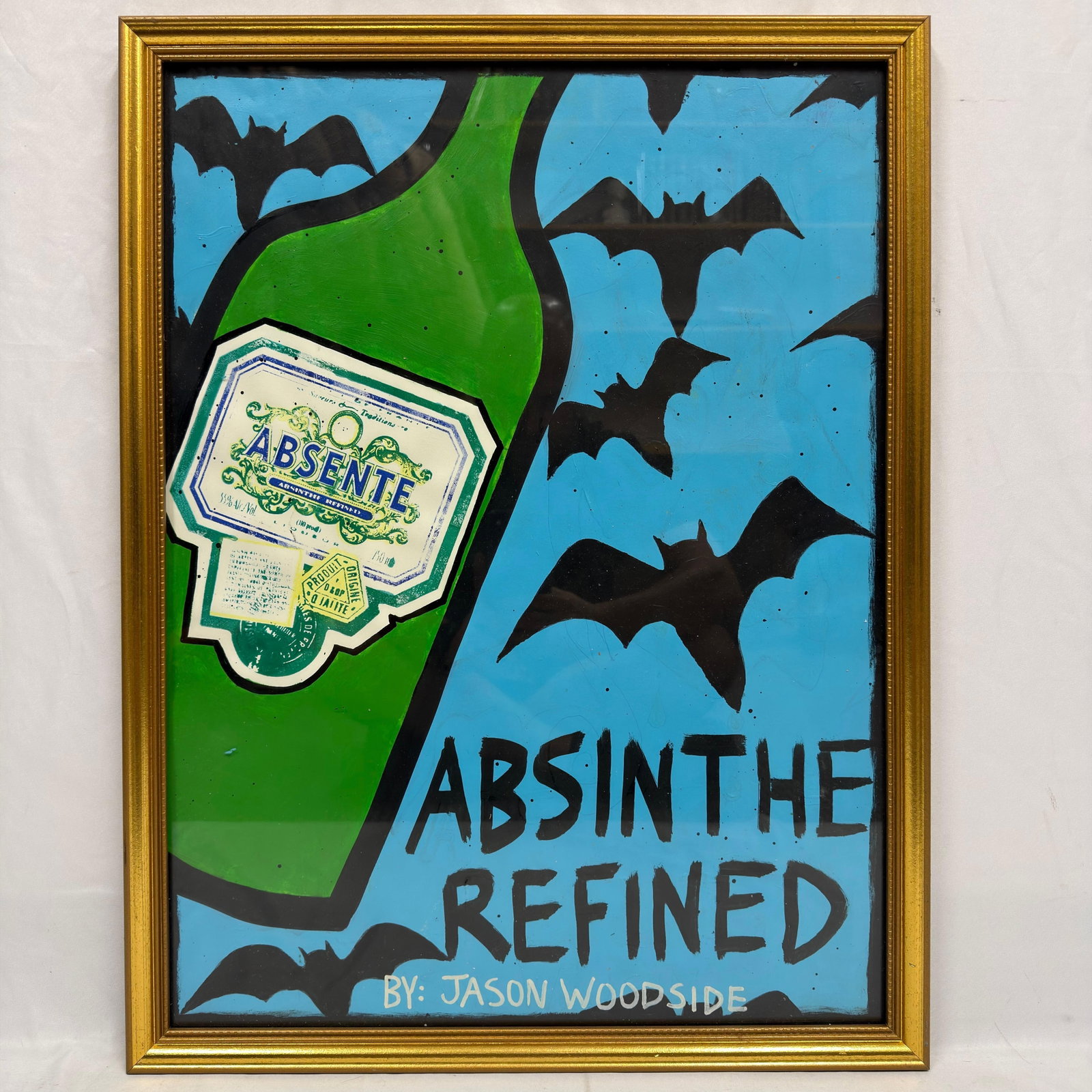 Jason Woodside Absinthe Refined Mixed Media Pop Art Bat Black Blue (1 of 5)
