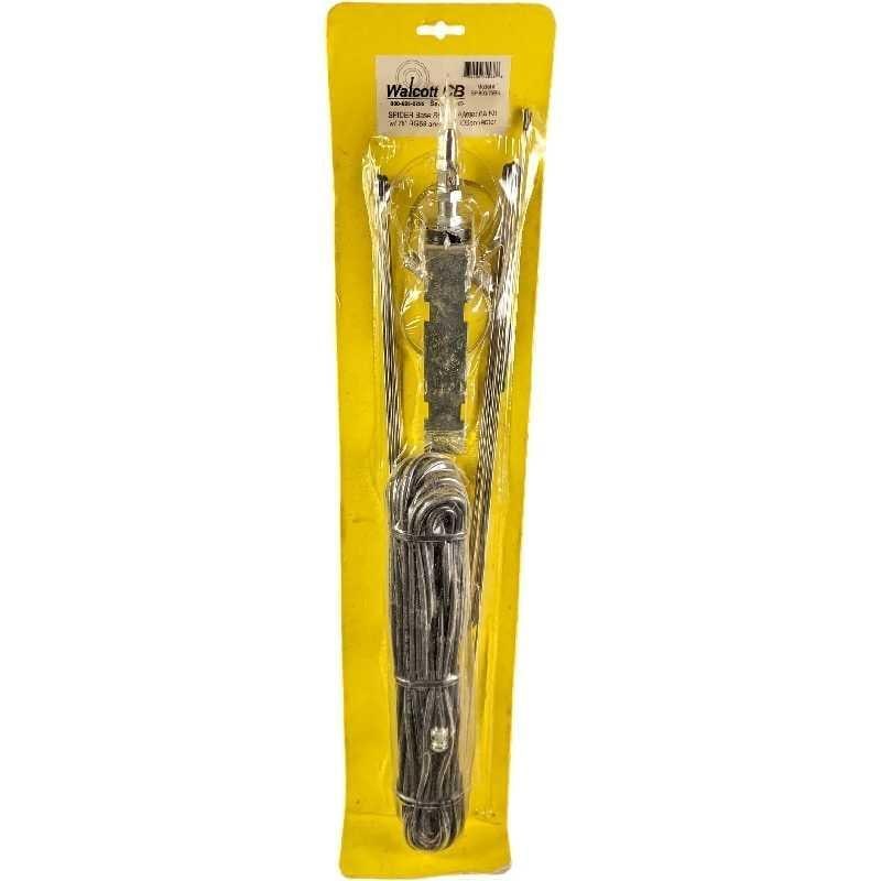 Walcott CB Spider Base Station Antenna Kit NIB: Walcott Spider Base Station Antenna Kit. Still in its original packaging. The package is approx 6" x 28 1/2" x 2" and it weighs 3.12. The package has some shelf-wear and ripping on the plastic. The An