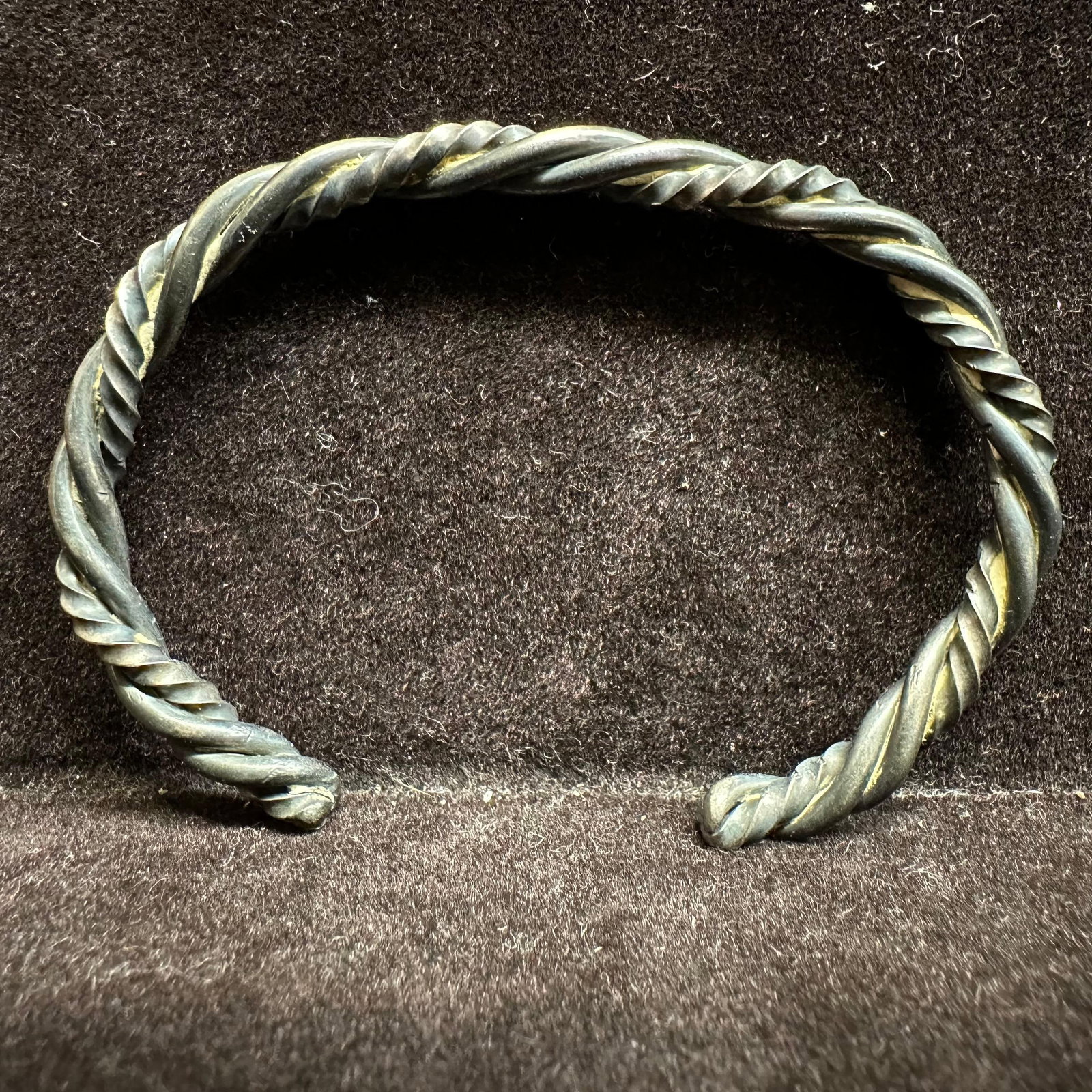 Twisted Silverwork Cable Cuff Silver Bracelet Unmarked Bangle - 5
