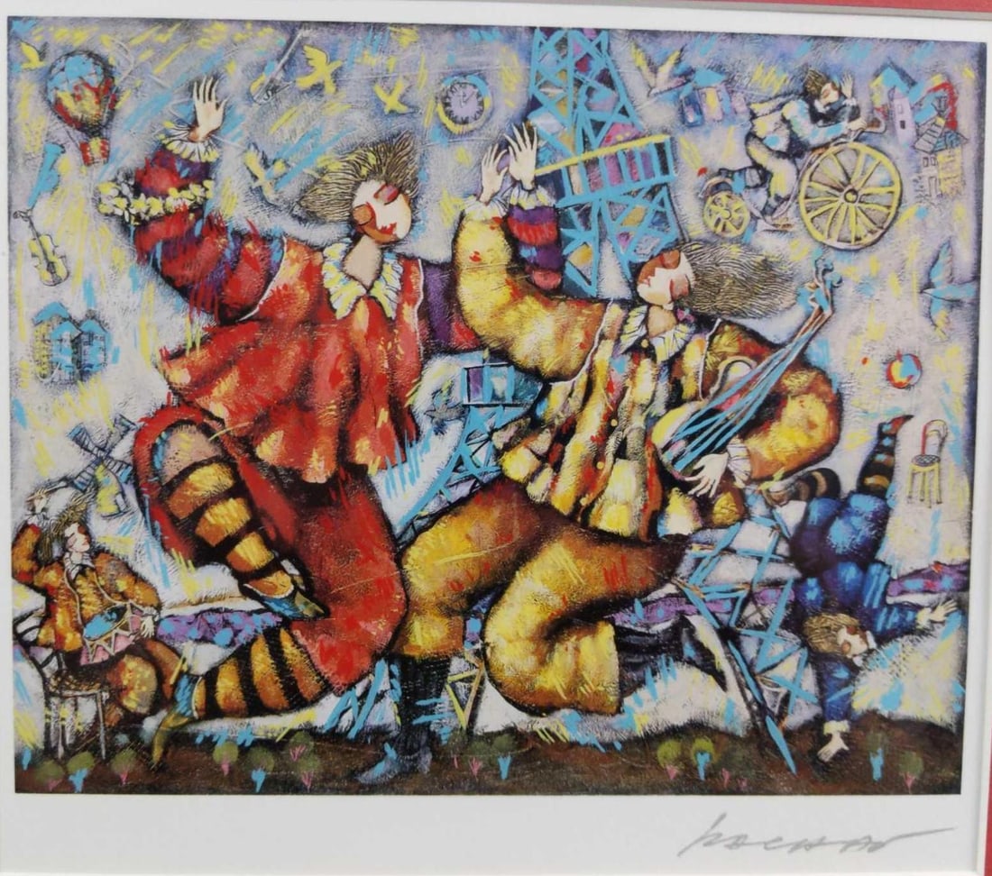 Framed Michael Kachan Eiffel Song Seriolithograph - 2