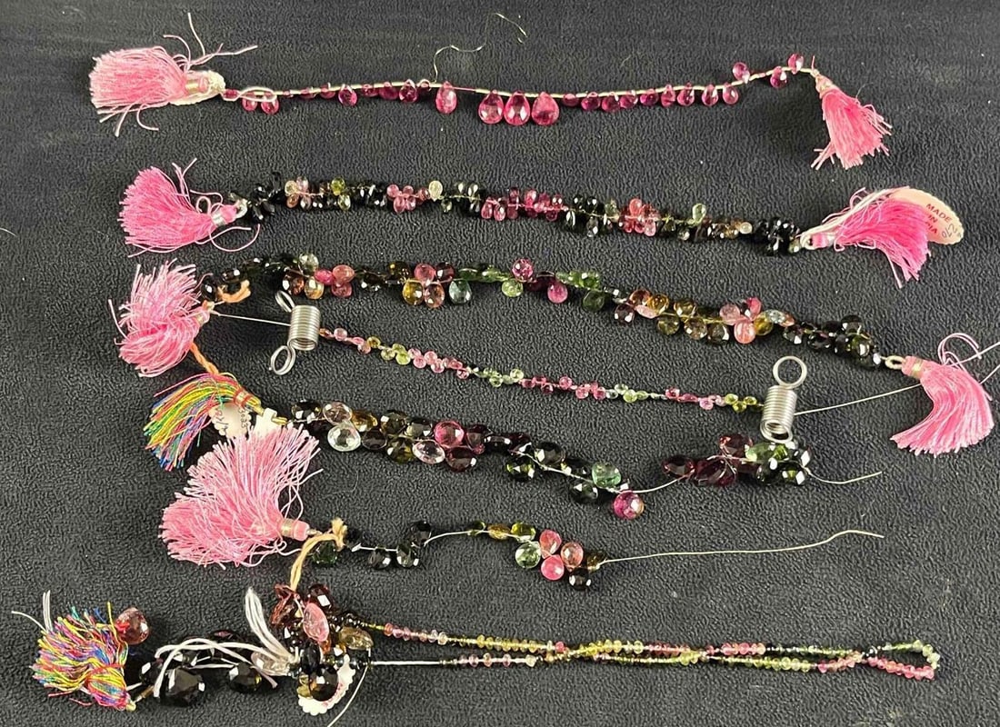 Assorted Multicolored Tourmaline Cut Bead Strands - 2