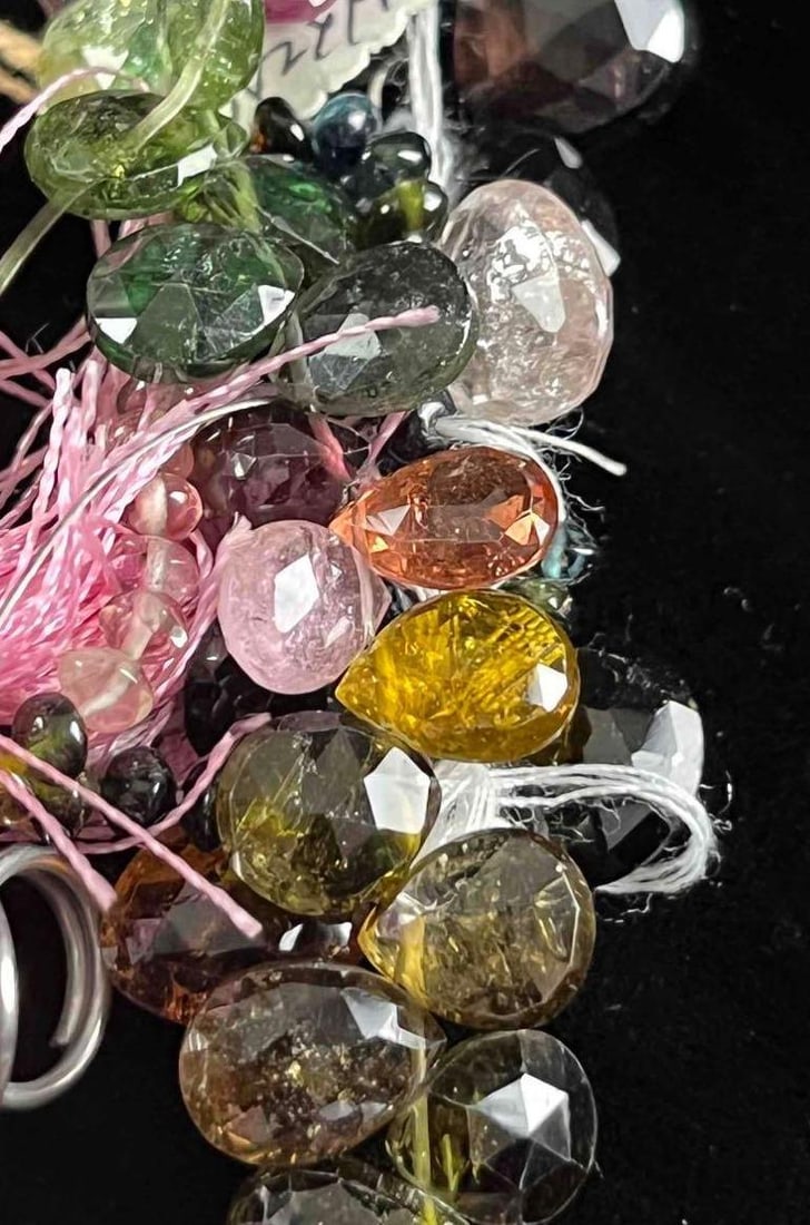 Assorted Multicolored Tourmaline Cut Bead Strands - 4