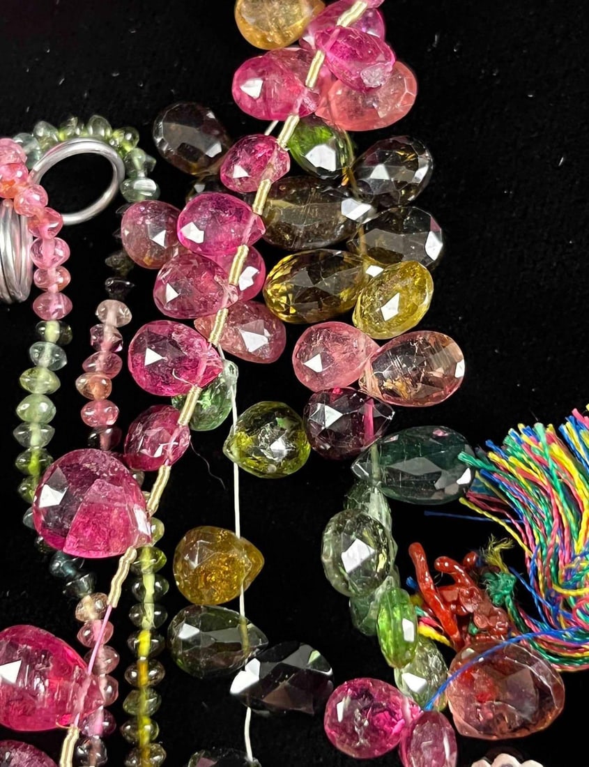 Assorted Multicolored Tourmaline Cut Bead Strands - 5