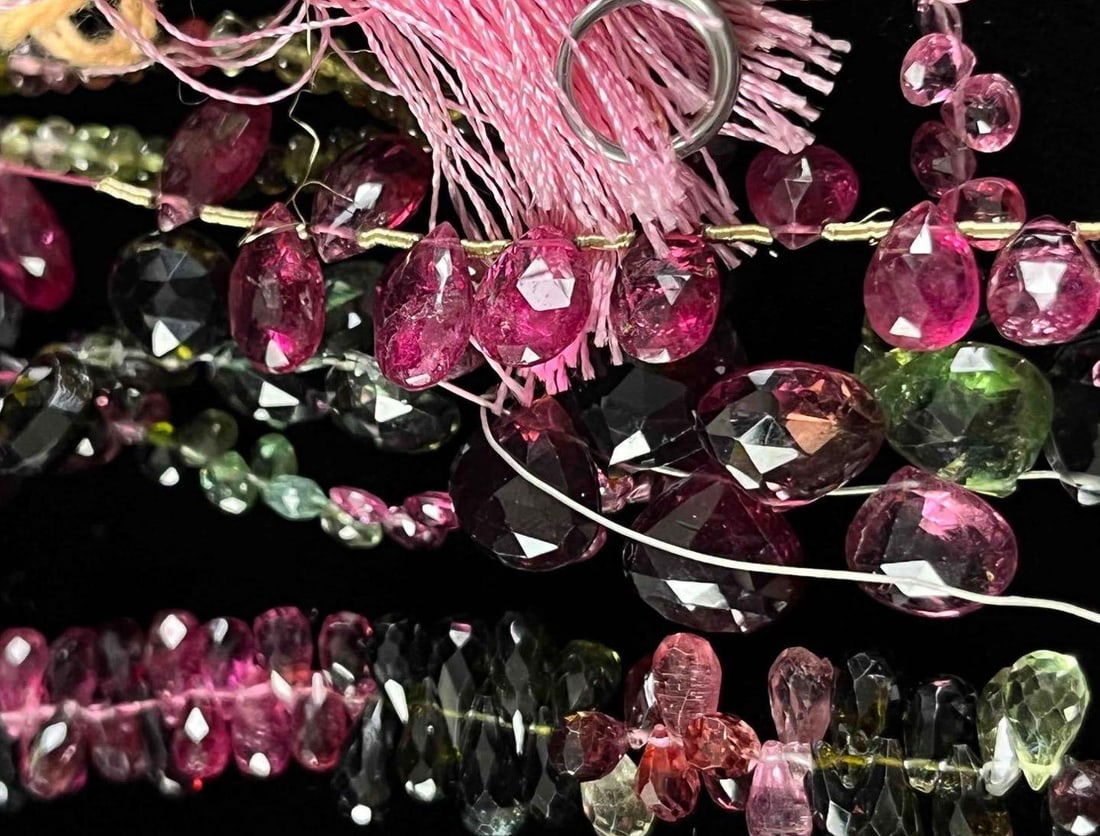 Assorted Multicolored Tourmaline Cut Bead Strands - 6