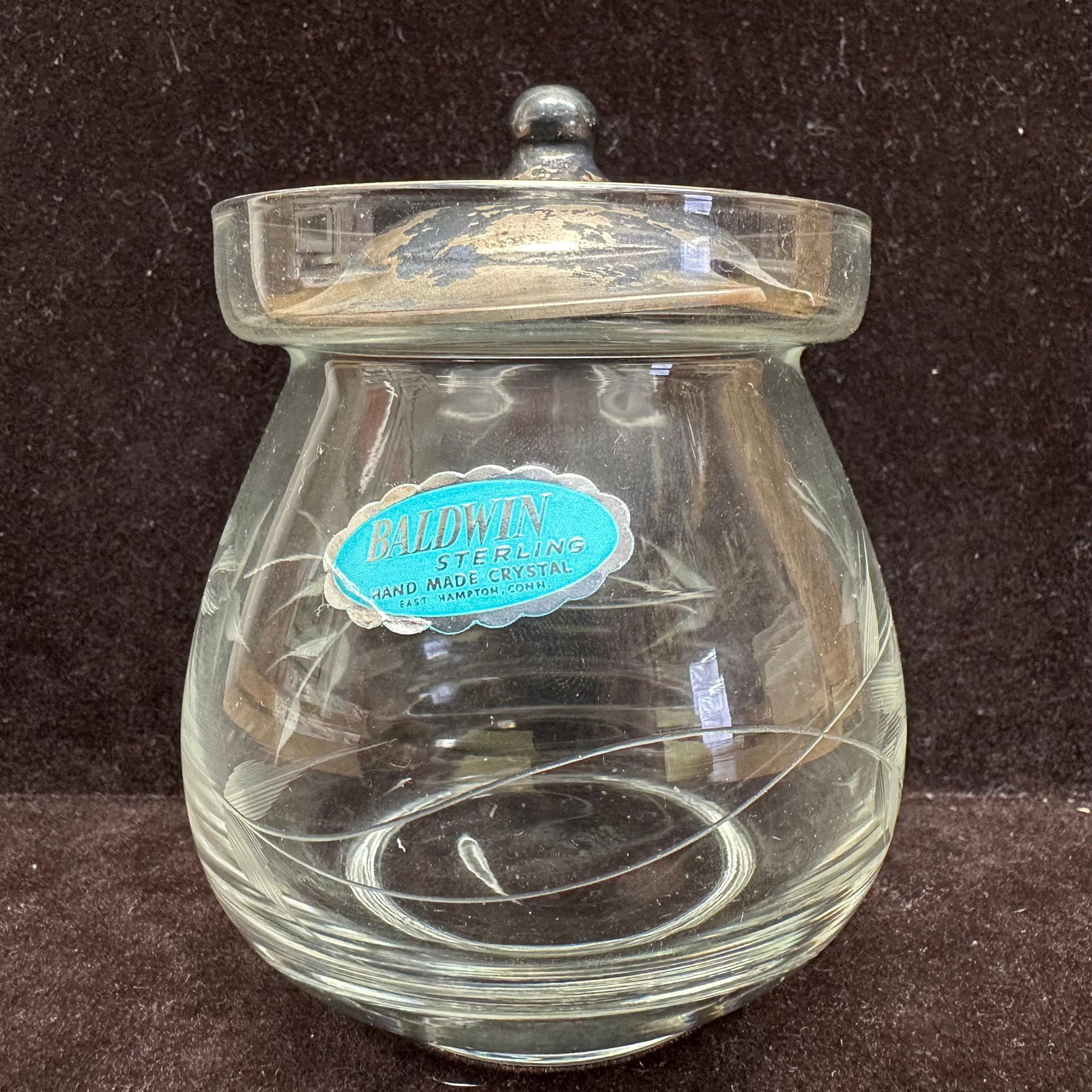 Baldwin Sterling Hand Made Crystal Floral Motif Jar with Sterling Silver Lid (1 of 11)