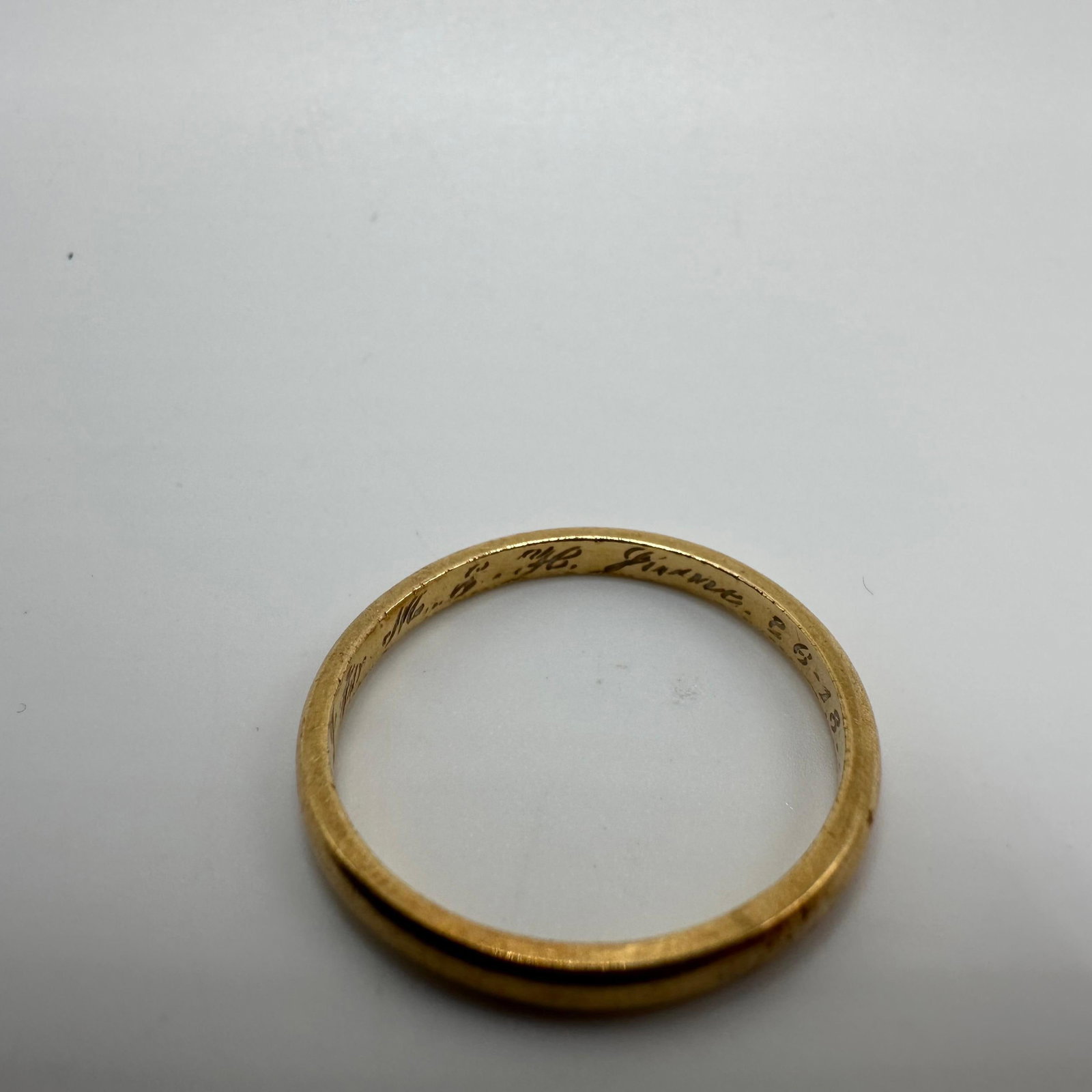 18K Gold Band Ring Inscribed Dated Personalized Initials - 4