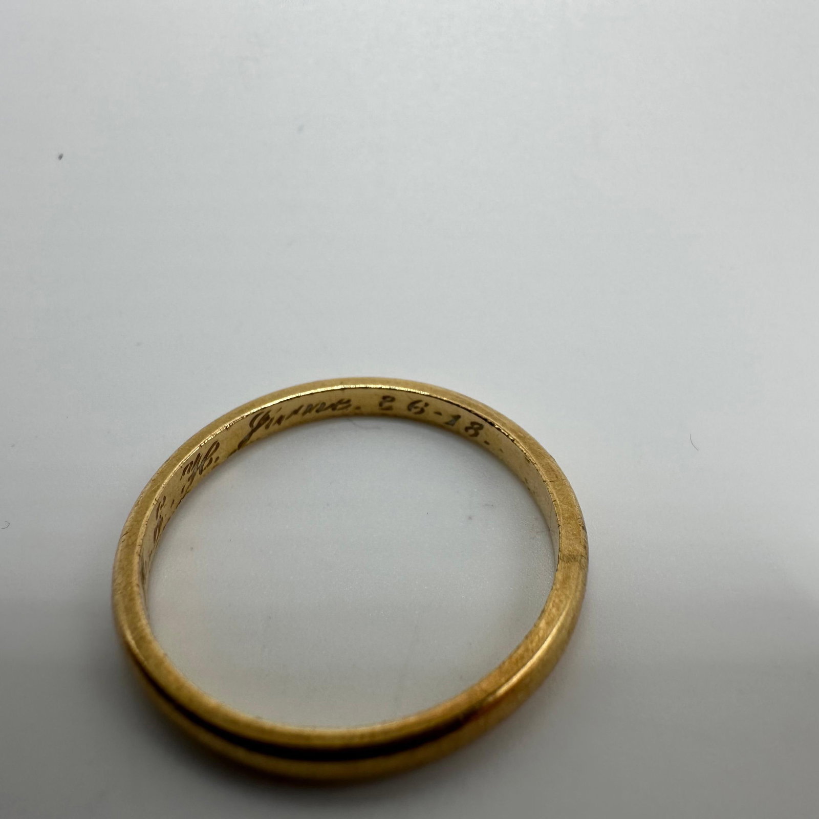18K Gold Band Ring Inscribed Dated Personalized Initials - 5