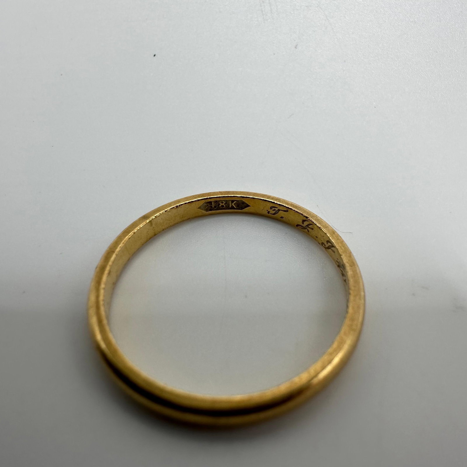 18K Gold Band Ring Inscribed Dated Personalized Initials - 6