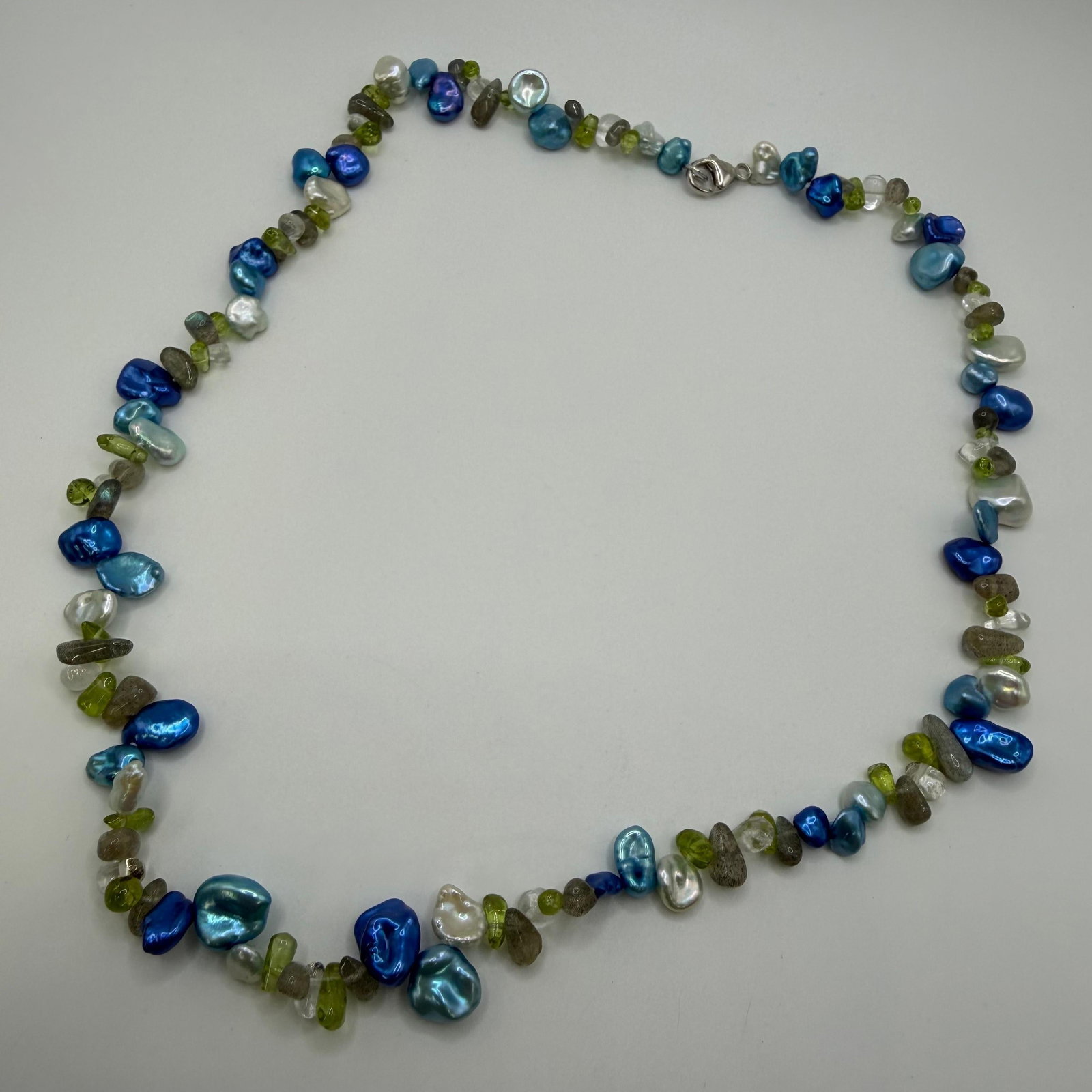 Dyed Cultured Pearl Honora Collection Peridot Quartz Necklace 925 Sterling Clasp HH82: This item is in good pre-owned, previously used/displayed condition with noticeable light wear and surface scratches. Please reference all photos for full details. This piece of jewelry has been caref