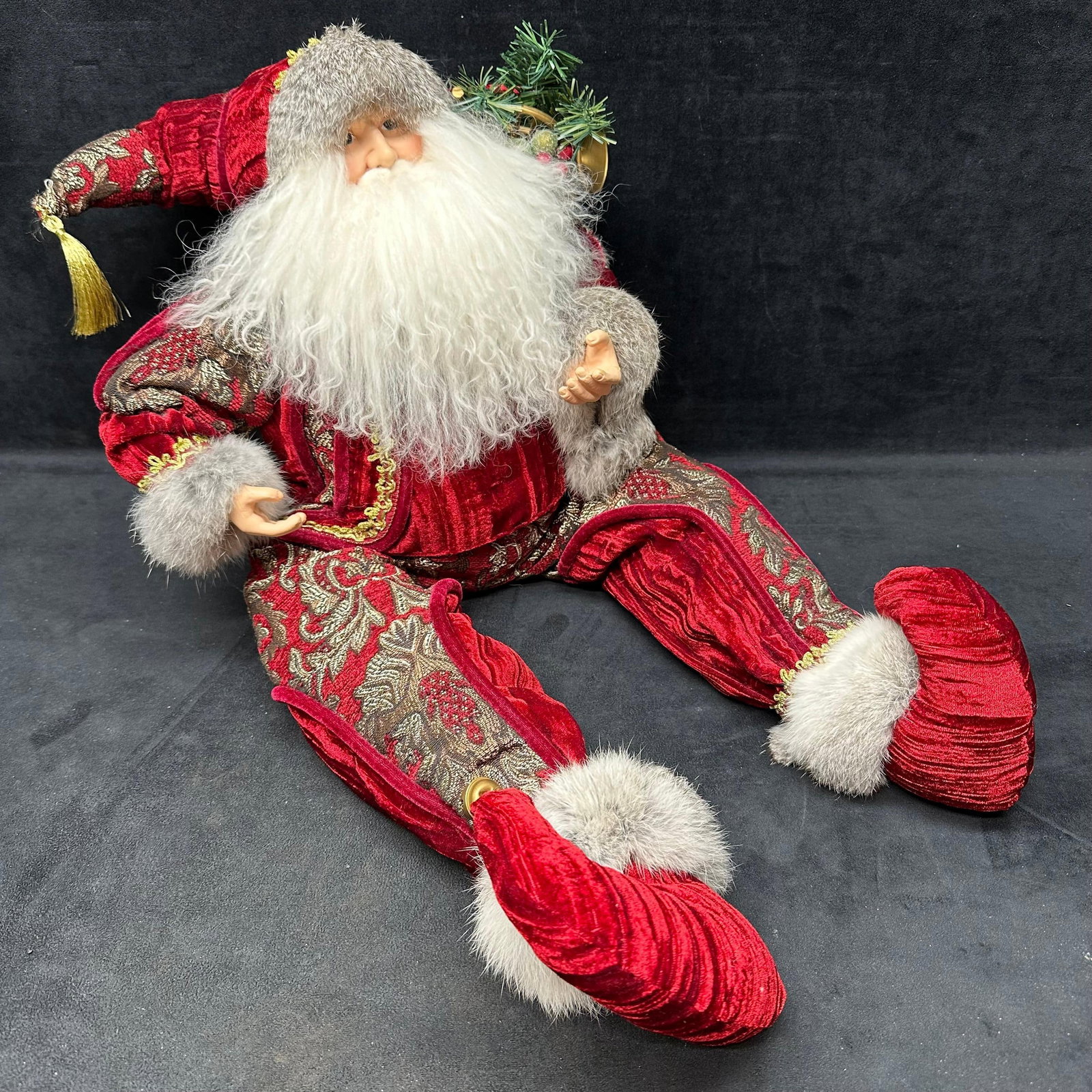 Decorative Victorian Style Santa Claus Figure in Red Velvet Costume Christmas (1 of 5)
